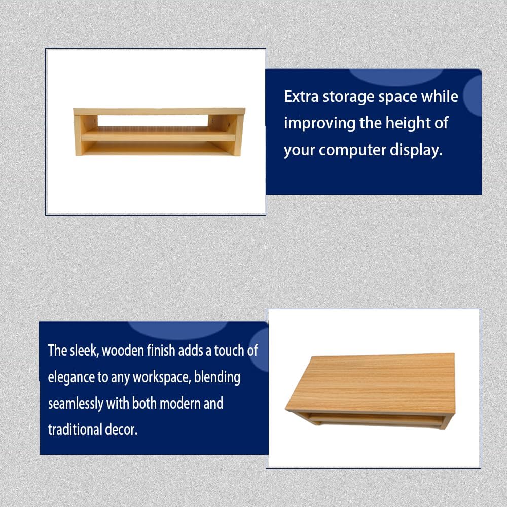JZD Wood Monitor Stand for Desk,Ergonomic Wooden Desktop Organizer with Storage for Home Office