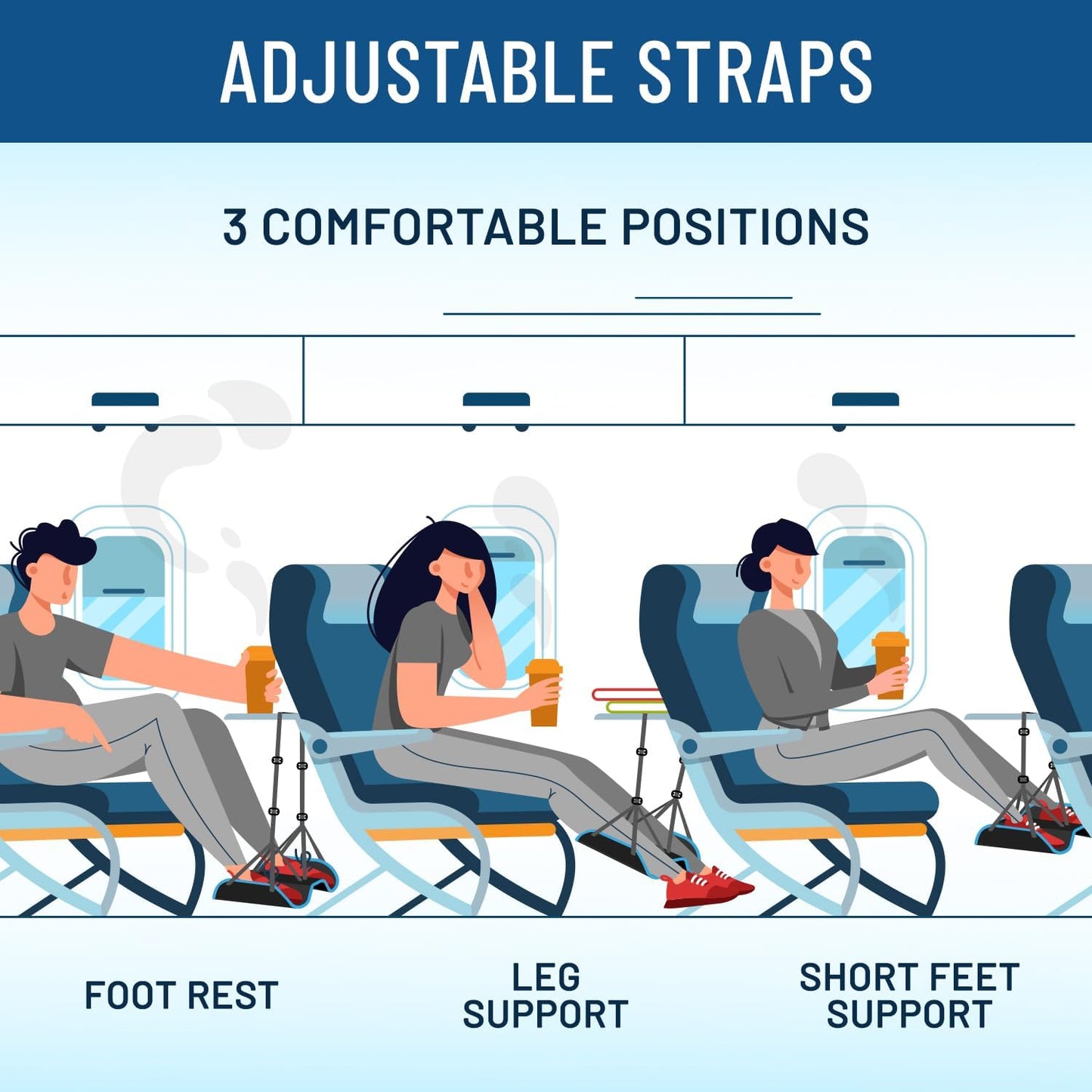 Everlasting Comfort Airplane Foot Hammock - Memory Foam Foot Rest for Plane Travel - Portable Foot Rest for Air Travel, Desk & Car - Airplane Essentials Foot Hammock for Plane Travel