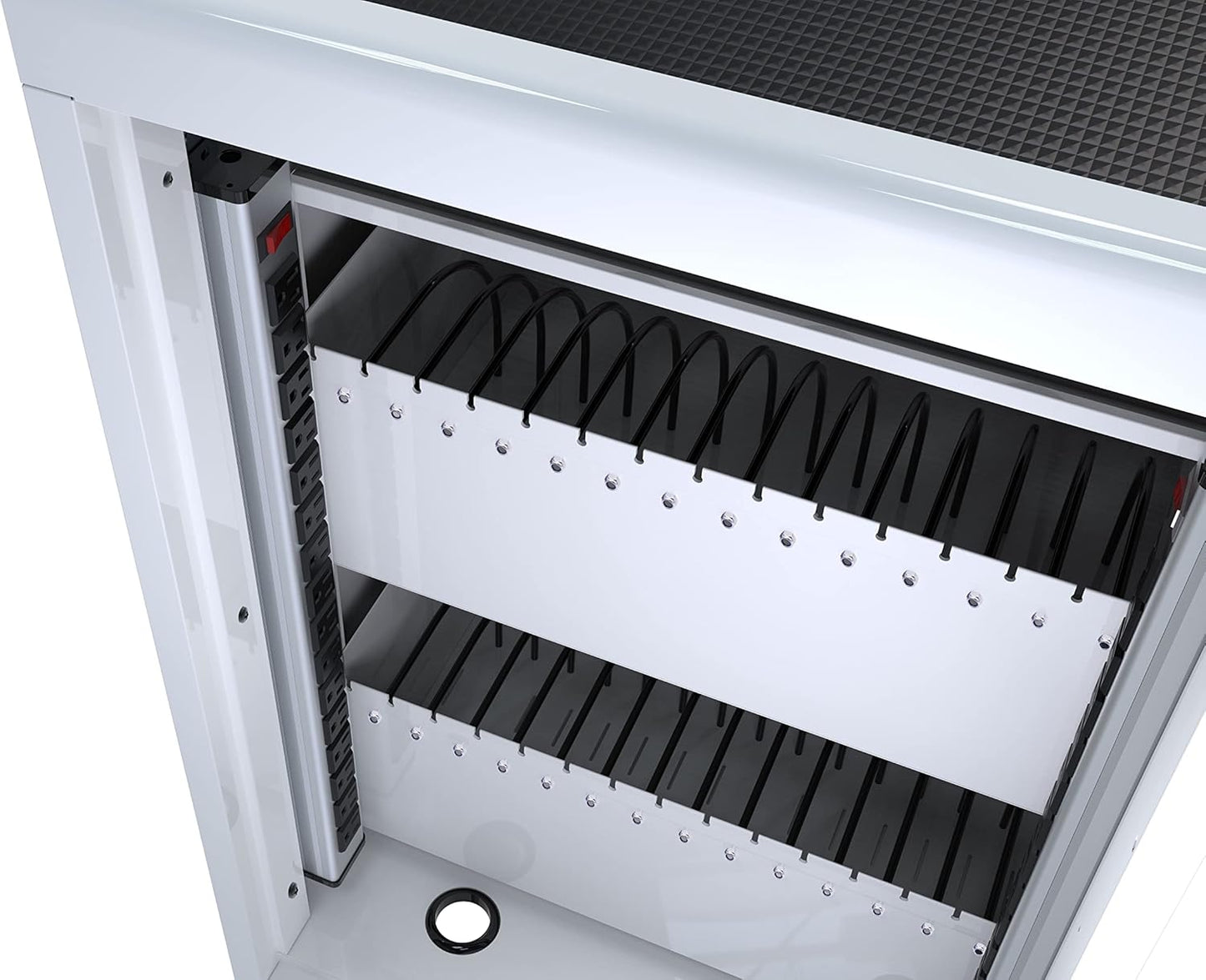 Laptop Charging Cart, White, Durable, 32 Devices, Fast Charging, Security Storage, Easy Use, Anti-Rust