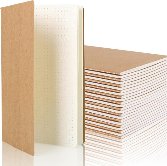 24 Pack 8.25x5.5 Inches Dot Grid Paper Notebook/ A5 Size Dot Journal Notebook, Dot Grid Subject Notebooks Wire-Bound with Kraft Cover, 32 Sheets/64 Dot Pages