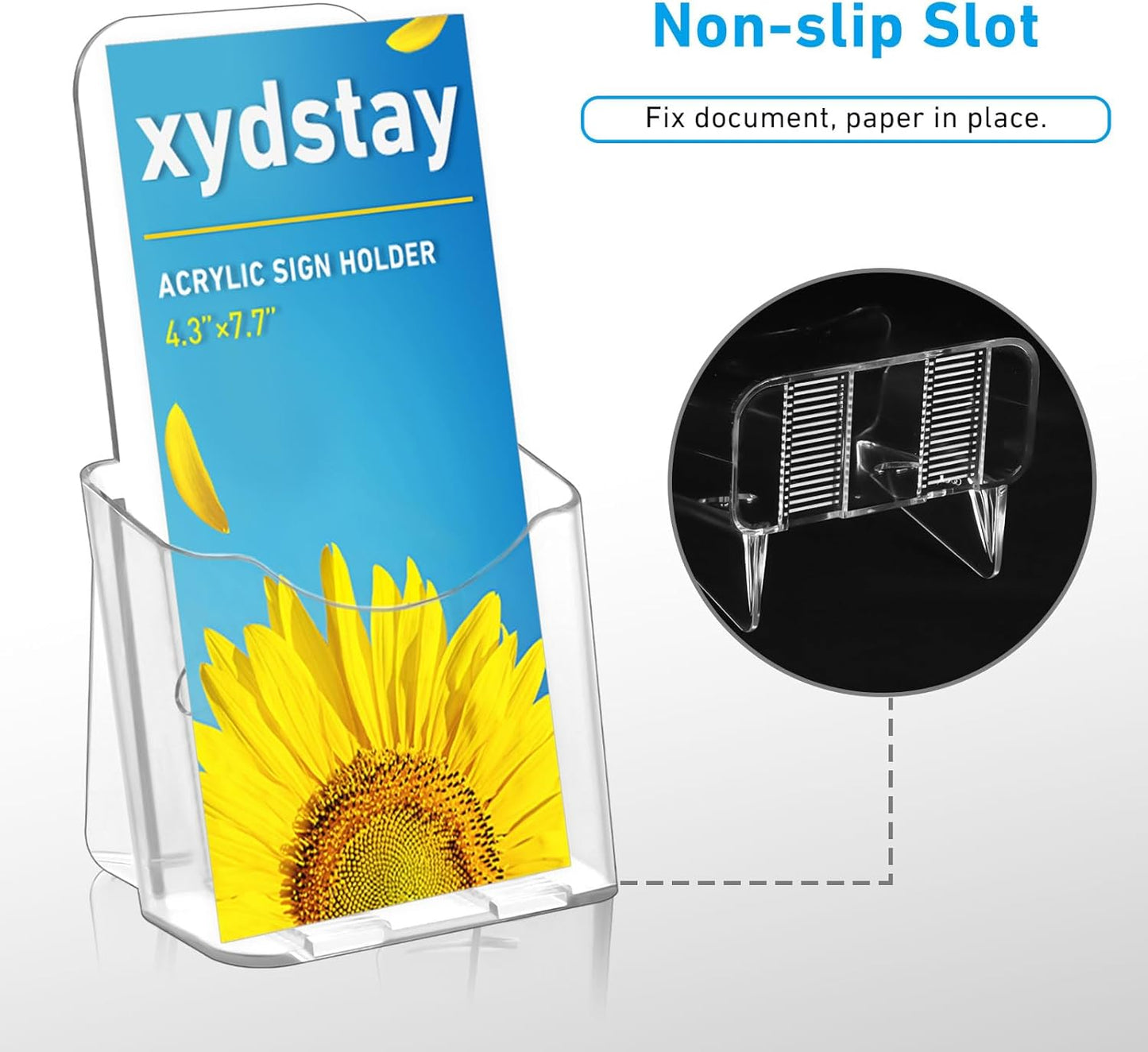 Brochure Holder 4x9 Inches Slant Back Design, Clear Display Stand, Plastic Table Stand Sign Holder,Pamphlet Holder Flyer Holder, Acrylic Display Stand, Acrylic Table Signs Plastic Paper Holder for Office, Home, Store, 4 Pack
