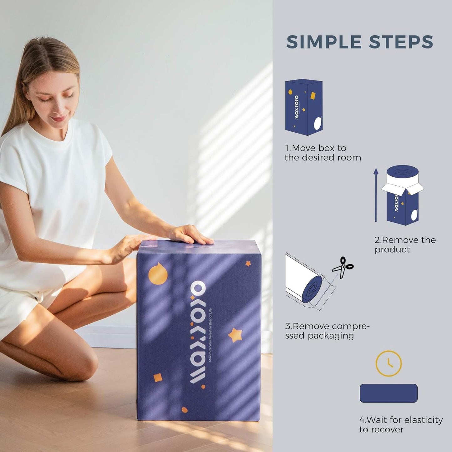 MAXYOYO Grey Triangle Printed Japanese Futon Floor Mattress, Thicken Sleeping Pad Floor Bed Roll Up Camping Guest Mattress Folding Couch Bed, Full Size