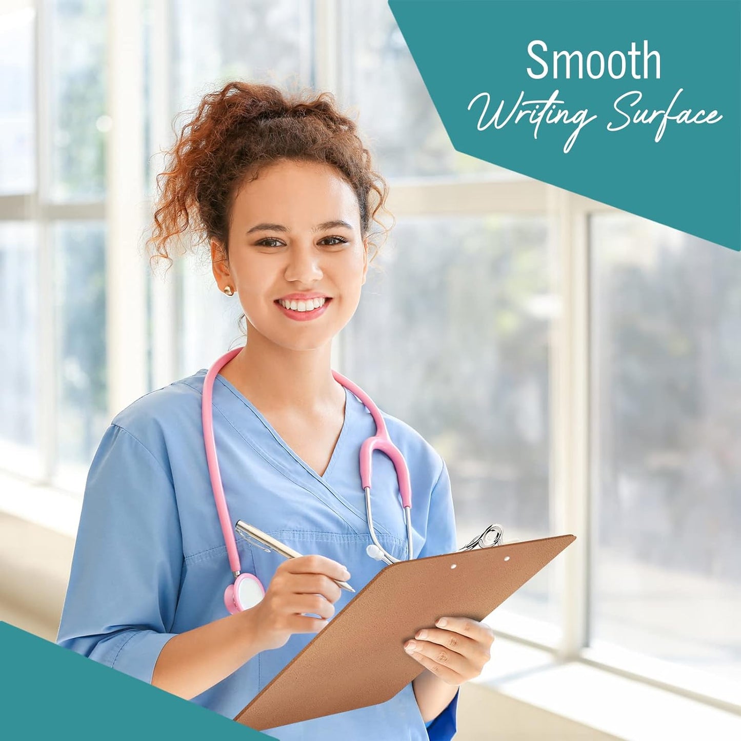 6 Clipboards Standard A4 Letter Size, 9x12.5 inch Wooden Clipboard with 6" Metal Clip, Hardboard, Ideal for 8.5 x 11 Inch Paper, for Office, School, and Home Use