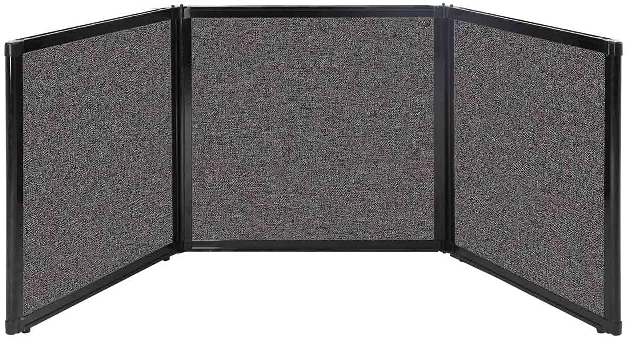 Versare Folding Tabletop Display | 3-Panel Partition | Lightweight Portable Workspace Divider | Charcoal Gray 78" x 24"