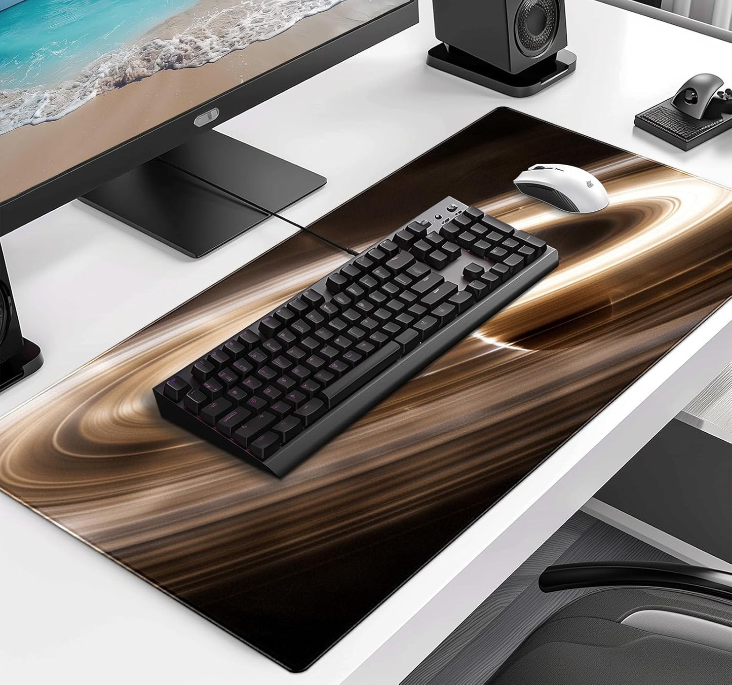 Extra Large Space Earth Table Mat, Dirt Resistant Creative Milky Way Table Mat, Computer Keyboard Mat, Minimalist Home Mouse Mat, 35.4 x 15.7 x 0.12 Inch Waterproof Mouse Mat