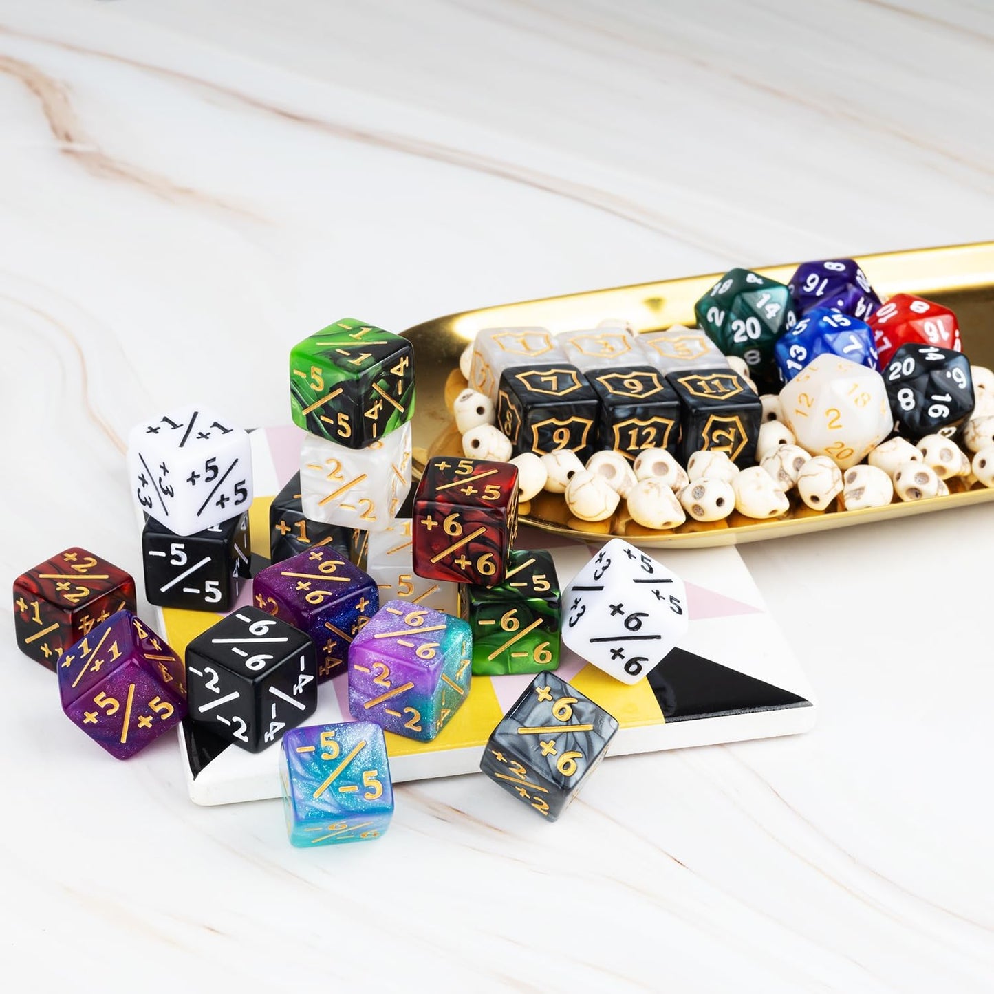 78 Pieces MTG Dice Counters Bulk Life Keyword Counter Dice Set Plus 1/+1 Buff Ability Tokens for MTG, TCG, Cards Gaming Accessories