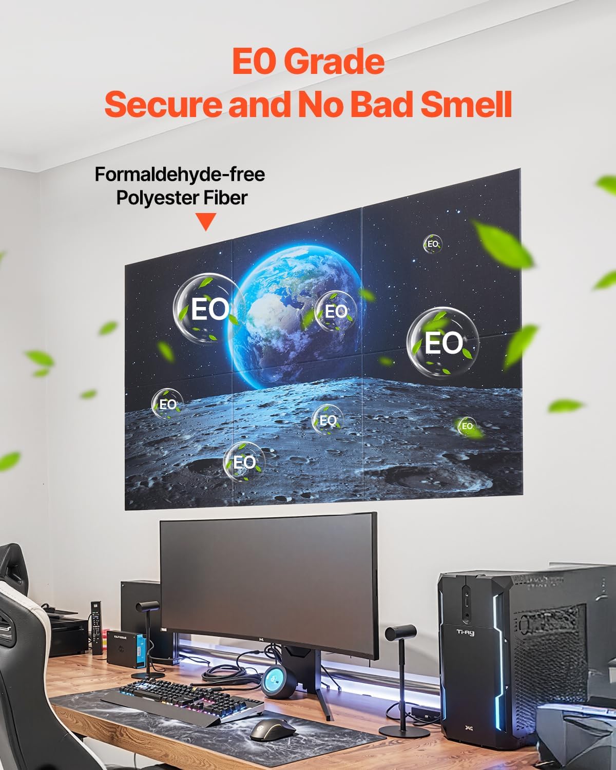 VEVOR 6 Pack Art Acoustic Panels, 70.87 x 47.24 x 0.4 inch Soundproof Wall Tiles, Self Adhesive Decorative Sound Dampening Absorbing Boards for Home, Office, Studio, Gaming Room,Theater, Earth