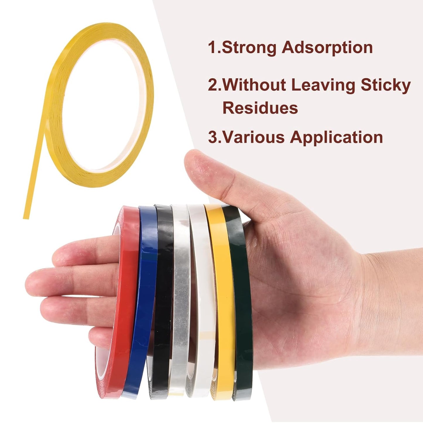 MECCANIXITY 10 Rolls Whiteboard Tape Graphic Chart Tape 5mm 54.7 Yard Art Tape Thin Self-Adhesive Pinstripe Tape Masking Tape for Gift Wrapping Craft Supplies, Yellow