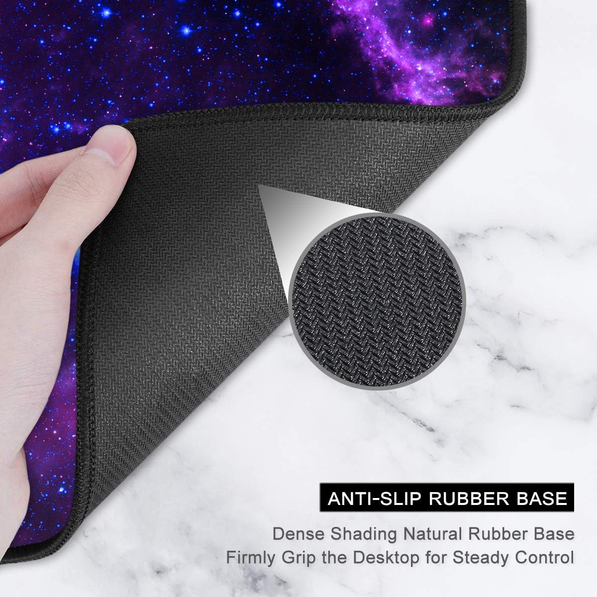 Auhoahsil Large Gaming Mouse Pad, Galaxy Theme XXL 35.4 x 15.7 in Desk Pad Stitched Non-Slip Rubber Long Computer Mousepad Thin Extended Full Size Desk Mat for Desktop, Laptop, Wireless Mice, Purple
