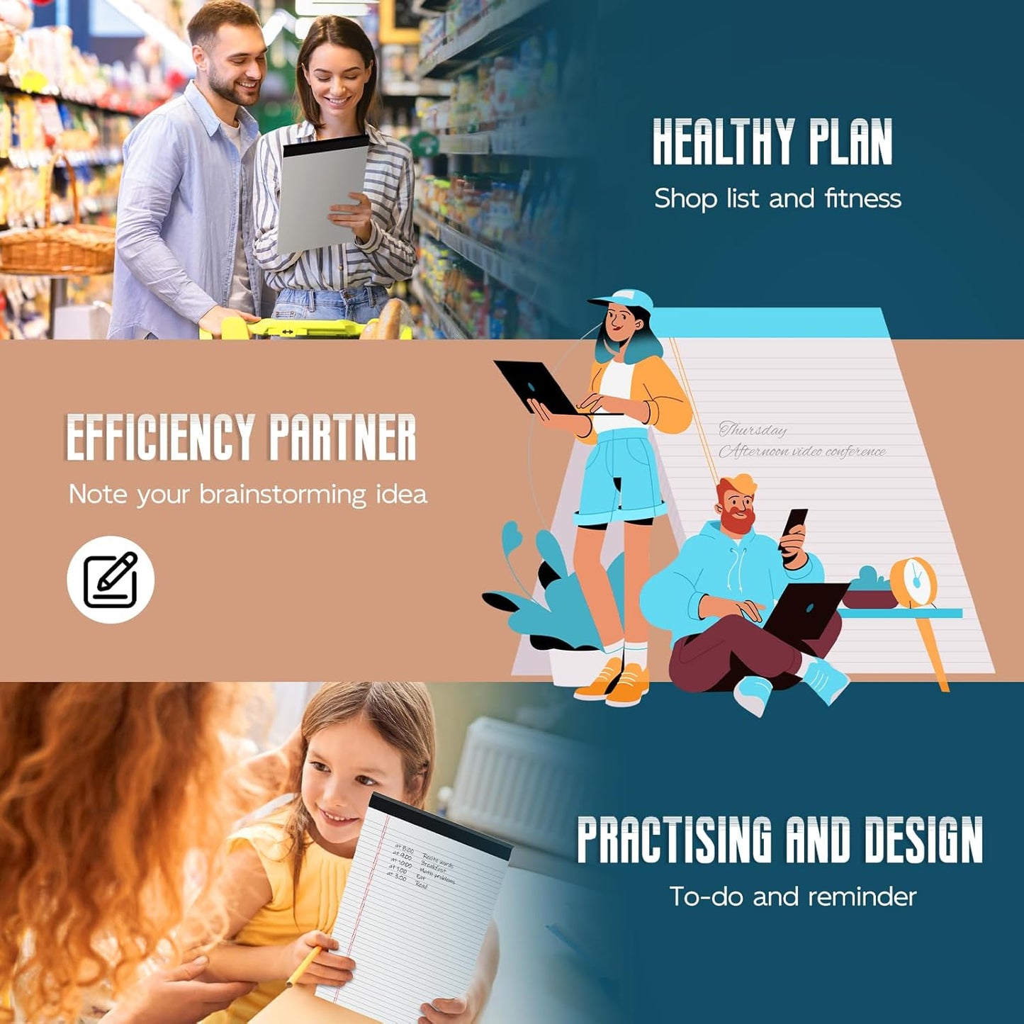 Note Pads 8.5"x 14", 10 Pack Legal Pads 8.5 x 14 White, Notepads 8.5 x 14 Wide Ruled Legal Pad, Micro Perforated Lined Writing Pads, 30 Sheets Per Note Pad, Legal Notepads for Work/School/Office