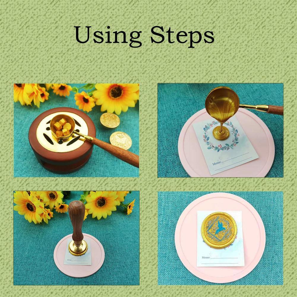 Starry Mermaid Wax Sealing Stamp with Removable Brass Head Wooden Handle - Retro Vintage Animal Sealing Wax Stamp for Letter Cards Invitations