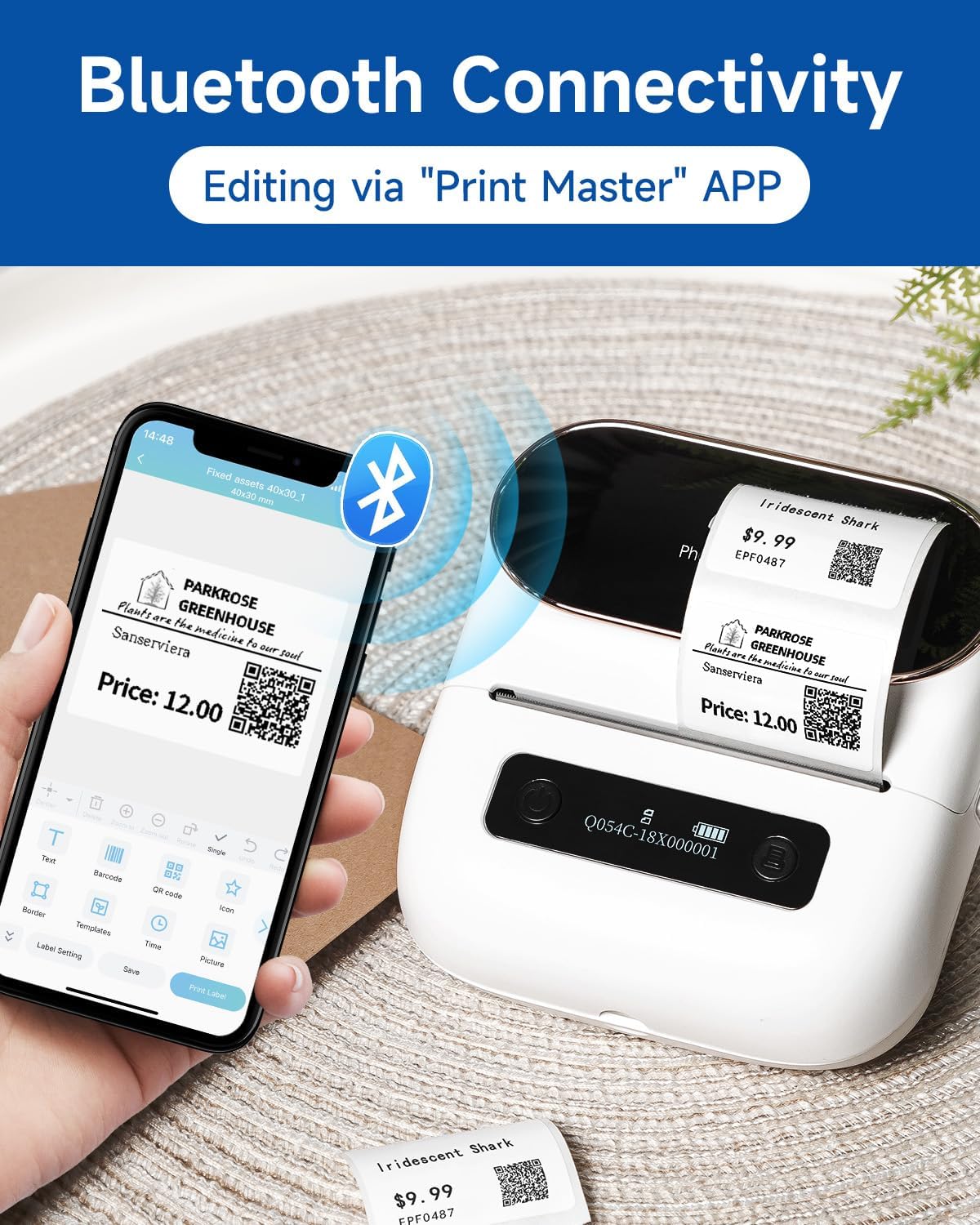 Phomemo M220 Label Maker, New Flagship 3.14 Inch Bluetooth Portable Thermal Label Printer for Barcode, Address, Labeling, Mailing, File Folder, Easy to Use, Support Phone&PC