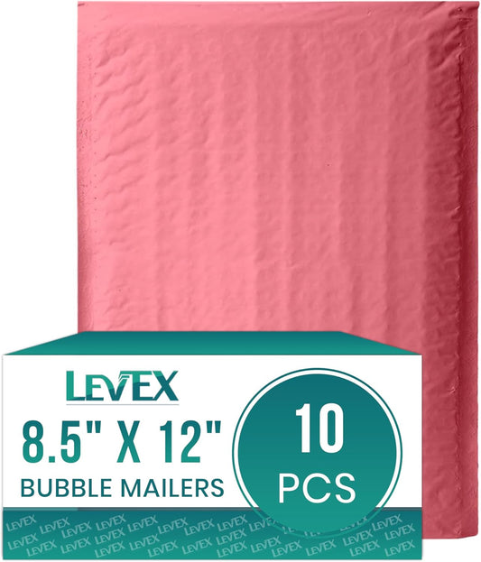 Levex - #2 8.5" x 12" [10 Pack] Pink Poly Bubble Mailers, Padded Envelope Mailers, Packing Envelope & Mailing Bags for Shipping