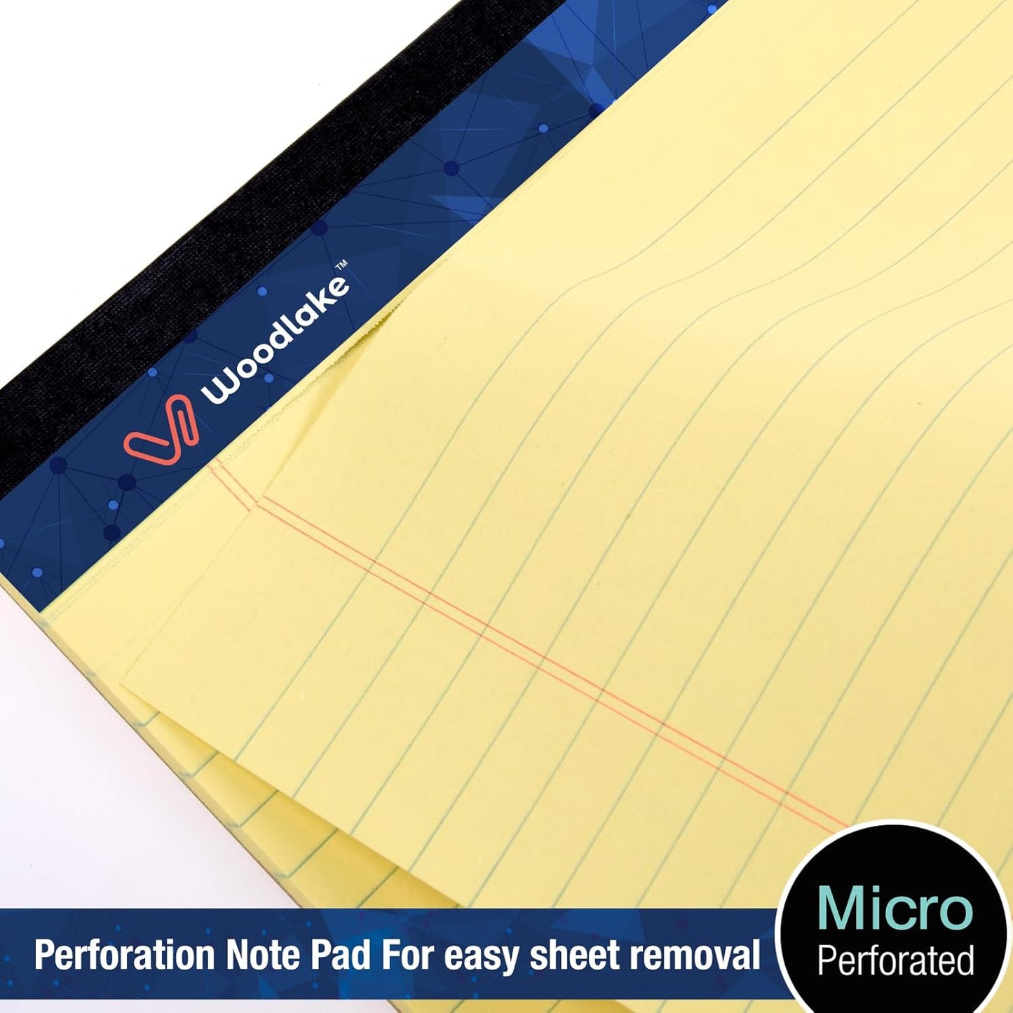 Woodlake Legal Pads 8.5 "x 11" – 6‑Pack, Wide Ruled, Premium Yellow Paper Pad No ink Bleed, Micro‑Perforated Writing Pads,50 Sheets, Letter Size Note pads for School, Office & Home, Made in USA