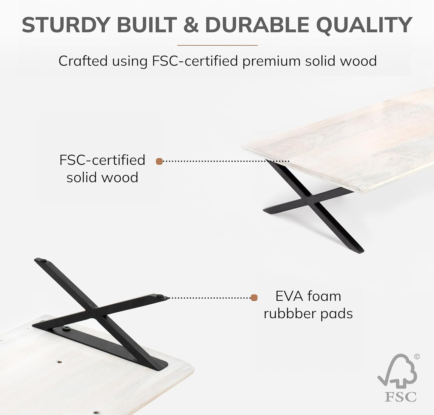 Anji Mountain Monitor Stand - Desktop Organizer & Laptop Riser, Ergonomic Monitor Riser, Space-Saving Monitor Stand for Desk, Durable Construction, Easy Assembly, Ideal for Home & Office,White Wash