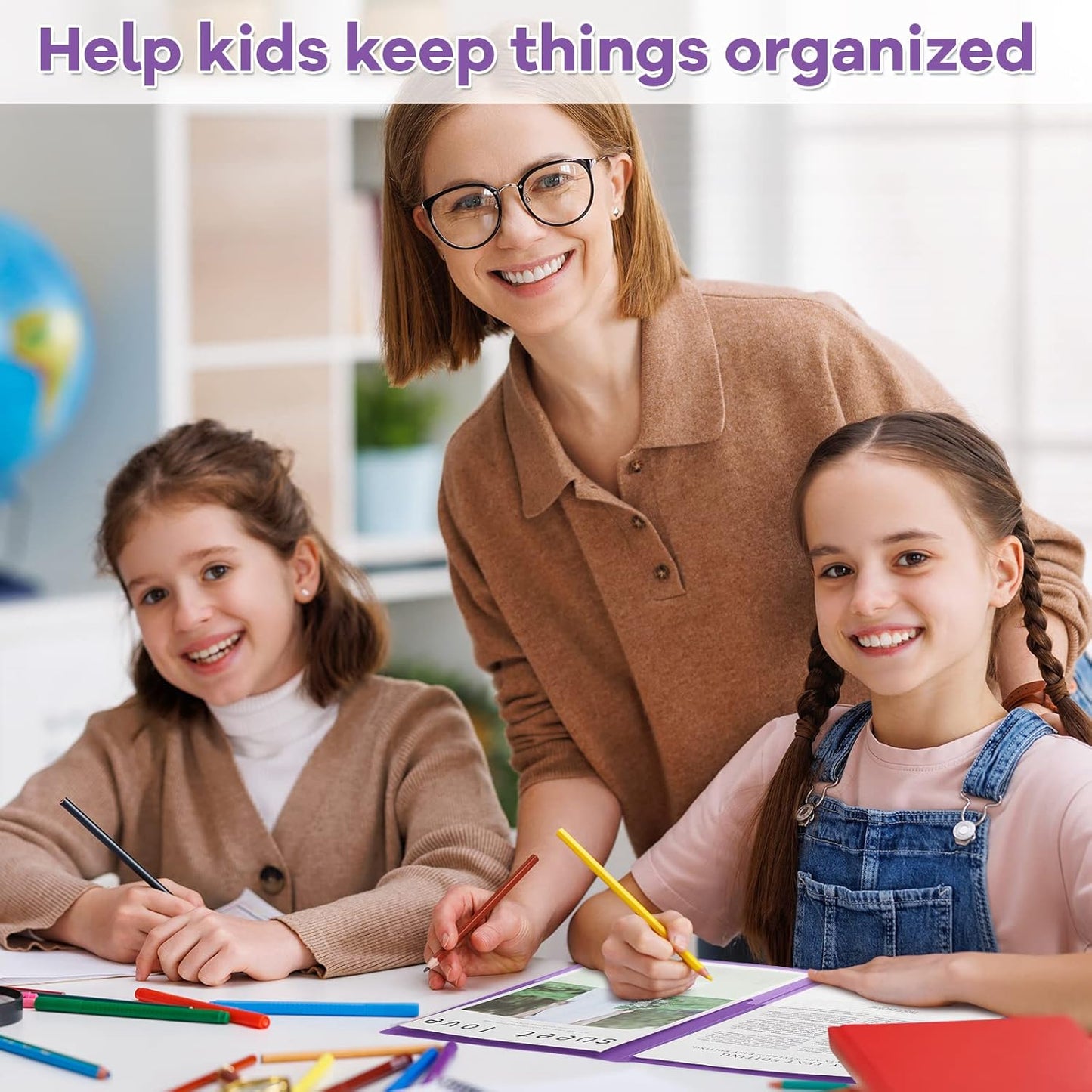 Henoyso 200 Pcs Plastic Take Home Folders with 2 Pockets Parent Teacher Classroom Communication Homework Folder for Students Parent Teacher Connect (Purple)