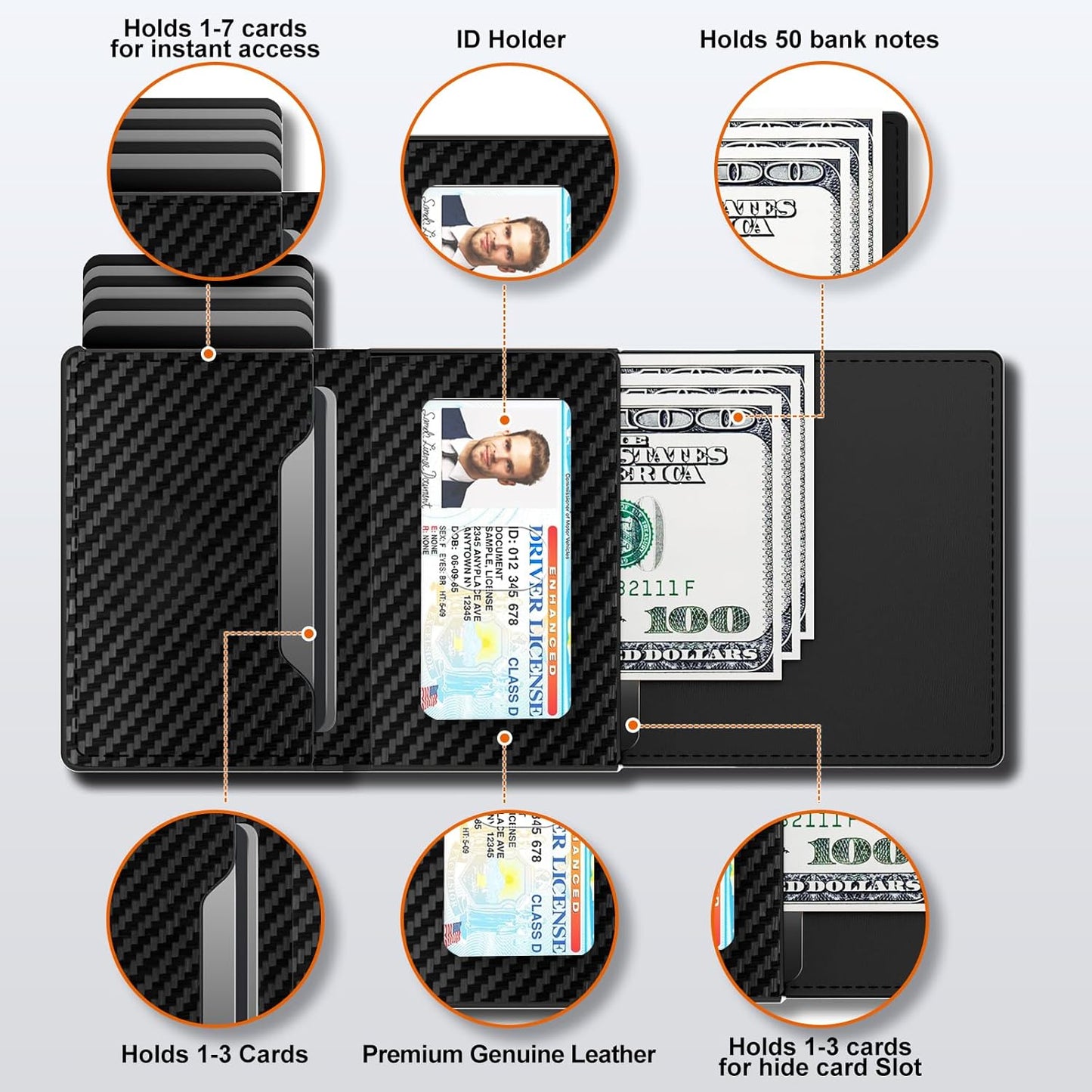 Mens Wallet Card Holder for AirTag - Genuine Leather Smart Wallet for Men Compatible with Apple Air Tag, RFID Blocking, Slim, Minimalist, 9-14 Card Capacity | ID Window | Cash Slot