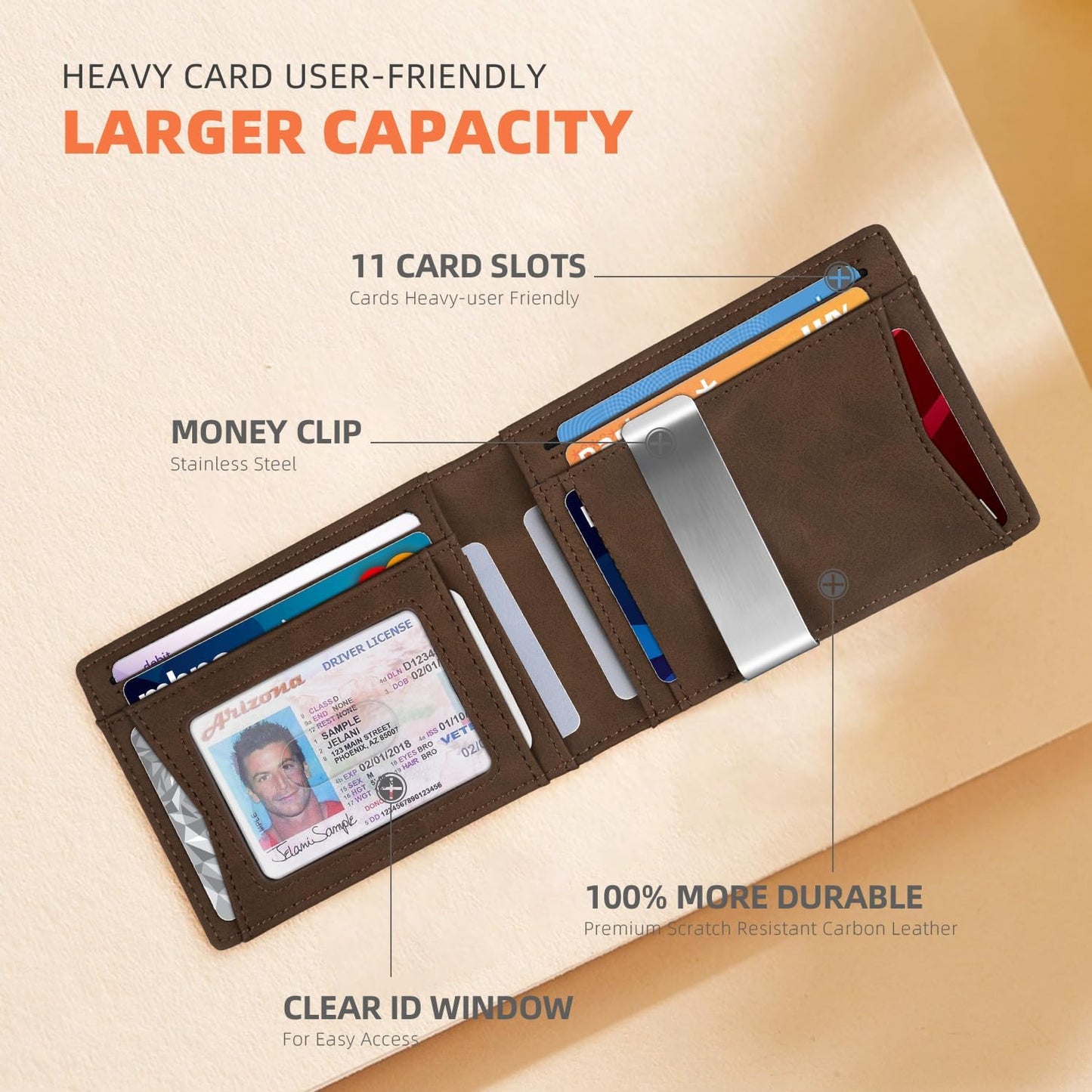 RUNBOX Slim Wallets for Men - Leather Money Clip Mens Wallet - RFID Blocking Front Pocket Bifold Wallet - Thin Credit Card Holder with Gift Box