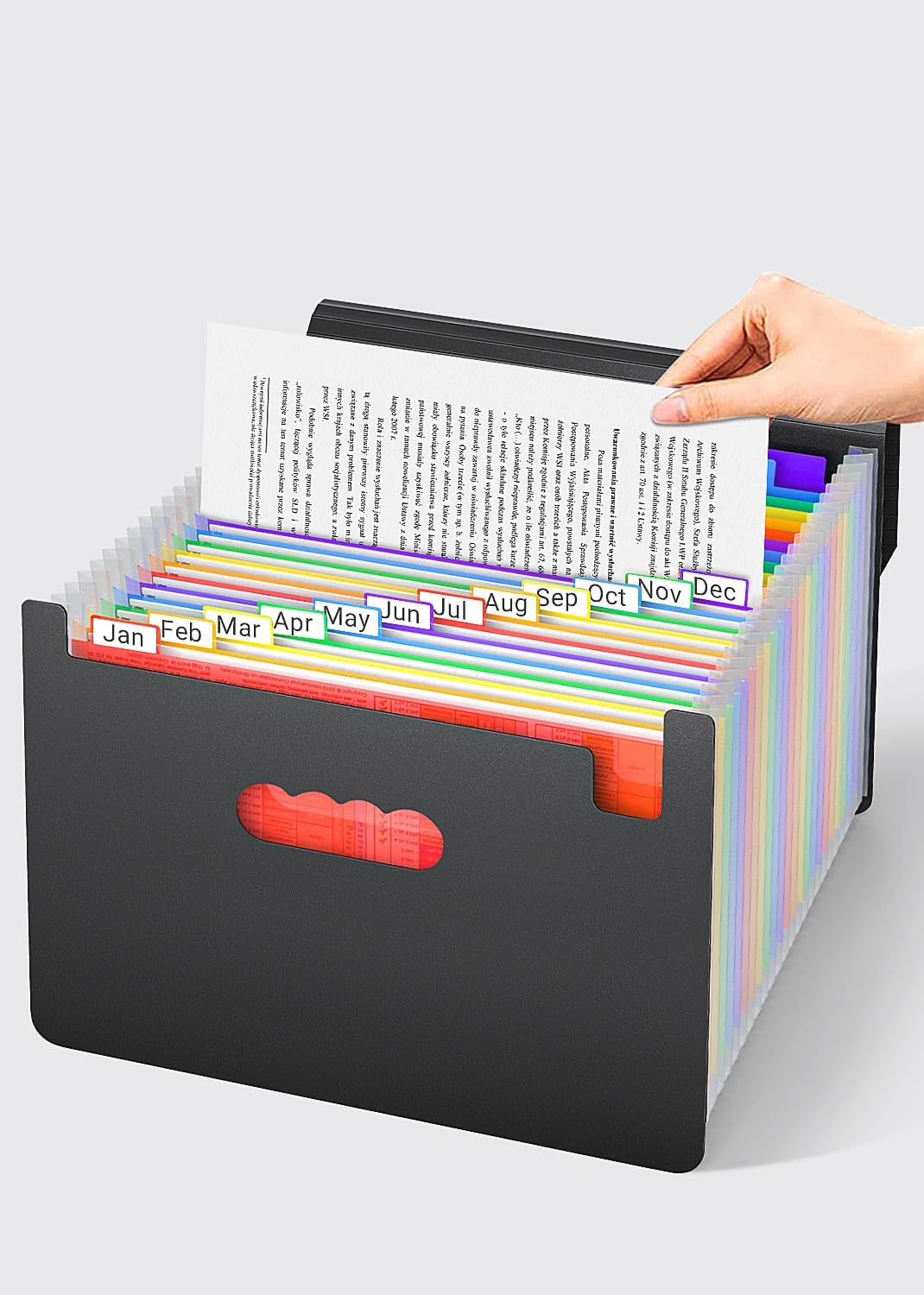 Expanding File Folders,Accordion File Organizer with Handle,25 Pockets Expandable File Folder Portable Filing Box,Adjustable Support Strap,Colored Tabs.Papers Bills Documents Organizer,A4/Letter Size