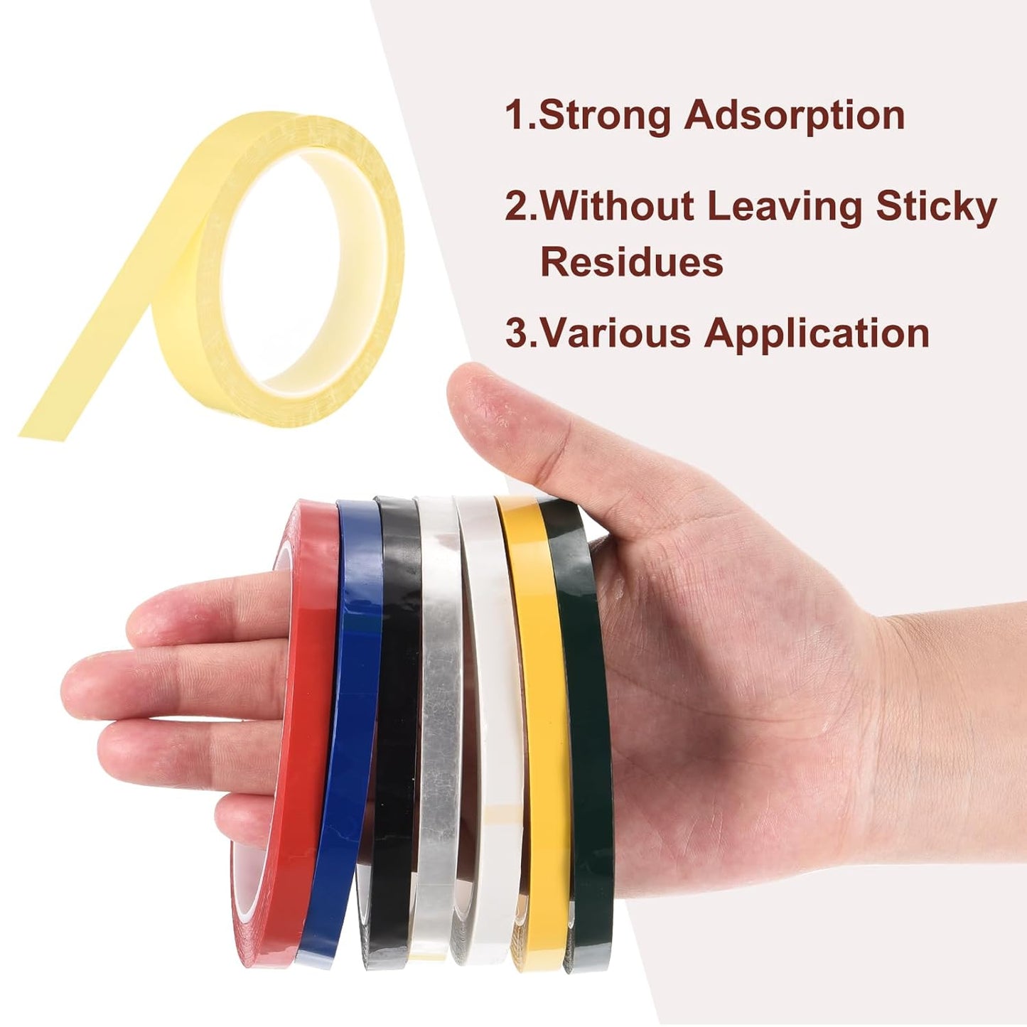 MECCANIXITY 6 Rolls Whiteboard Tape Graphic Chart Tape 20mm 54.7 Yard Art Tape Thin Self-Adhesive Pinstripe Tape Masking Tape for Gift Wrapping Craft Supplies, Light Yellow