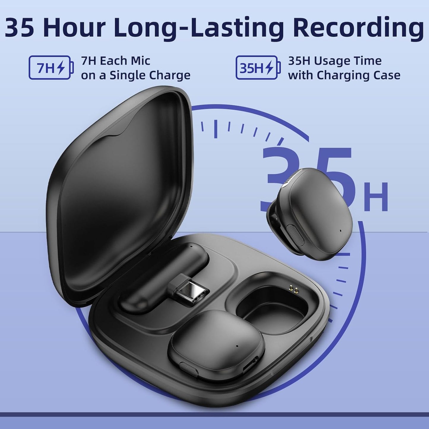 Wireless Microphone for iPhone 17 16 15 - Ai Noise Cancelling Mini Microphone USB C for Android Phone, Lavalier Mic with 35H Charging Case for Video Recording Vlogging YouTube Tiktok