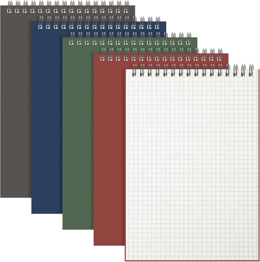 4 Pack Graph Paper Spiral Notepad A5 Top Wirebound Notepad Grid Notebook Steno Pads Memo Notebook Grid Paper 140 Pages for Writing Sketching Drawing Office Supplies (Multicolor)
