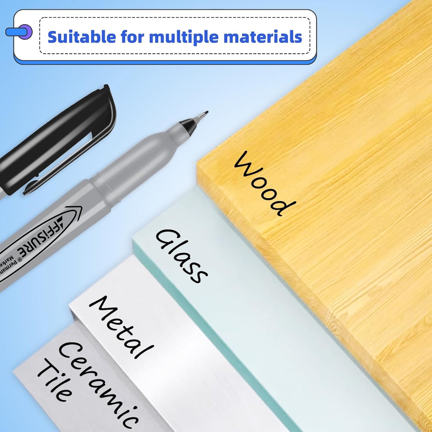 Permanent Markers, Ultra Fine Point, Black, 16 Count, 0.4mm, Fine tip permanent marker set, quick dry, waterproof, fading resists, durable, marks on paper, glass, ceramic, plastic, wood, rock, metal