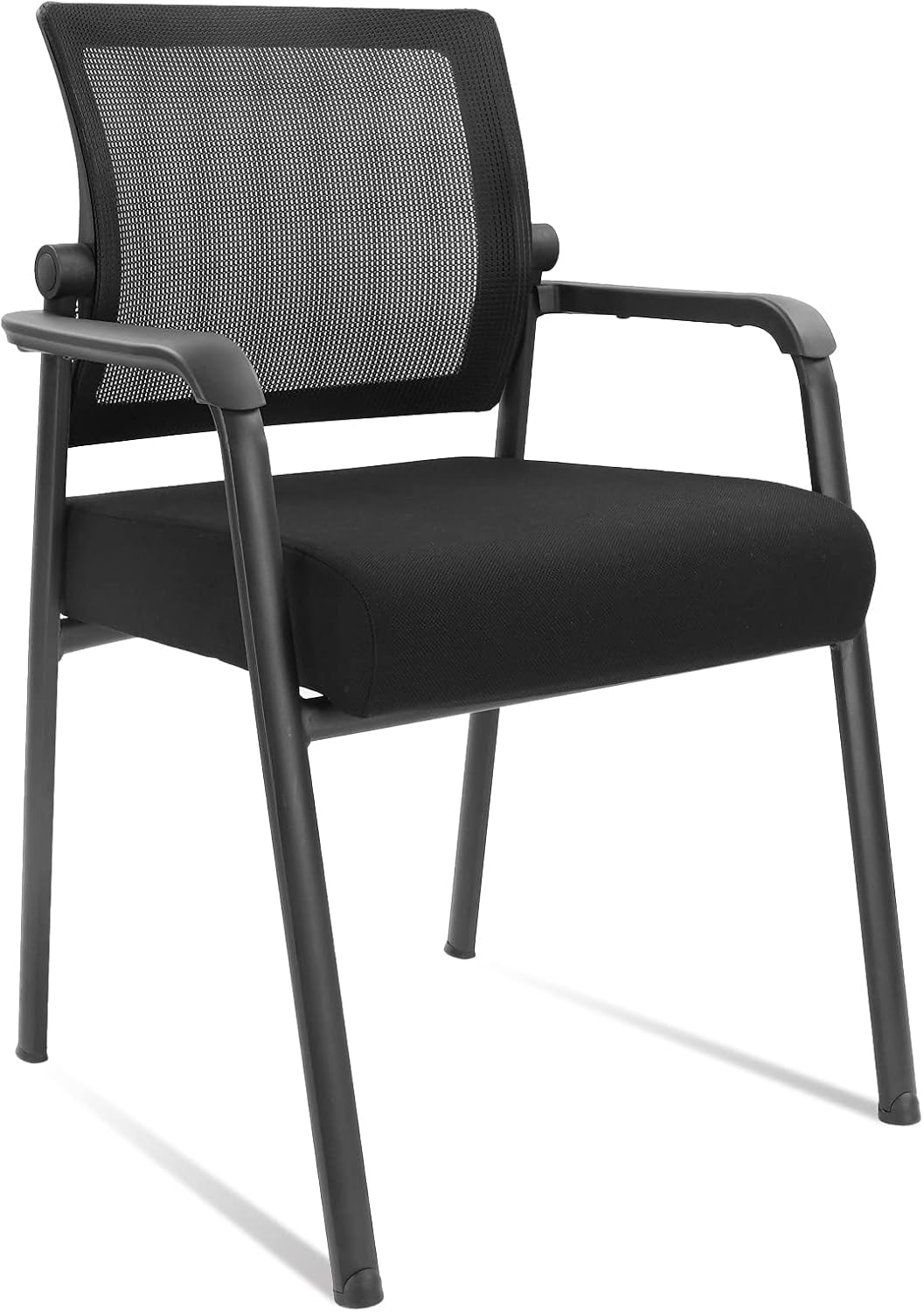 Desk Chair No Wheels with Adjustable Mesh Backrest, Arm Chair with Ergonomic Lumbar Support and Thickened Seats Cushion, Waiting Room Chairs for Office School Church Guest Reception, 4PACK
