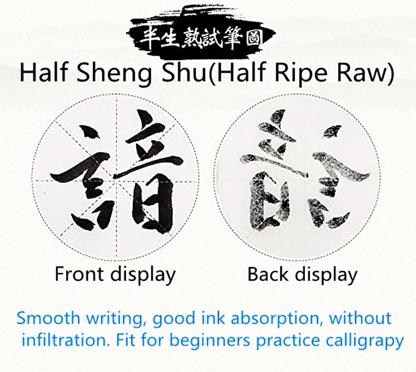 MEGREZ Chinese Calligraphy Xuan Paper Brush Writing Sumi Paper Xuan Paper Rice Paper with Grids for Students, Beginners Practice Kanji Japanese Calligraphy, 100 Sheets/Pack, 5 cm/Grid