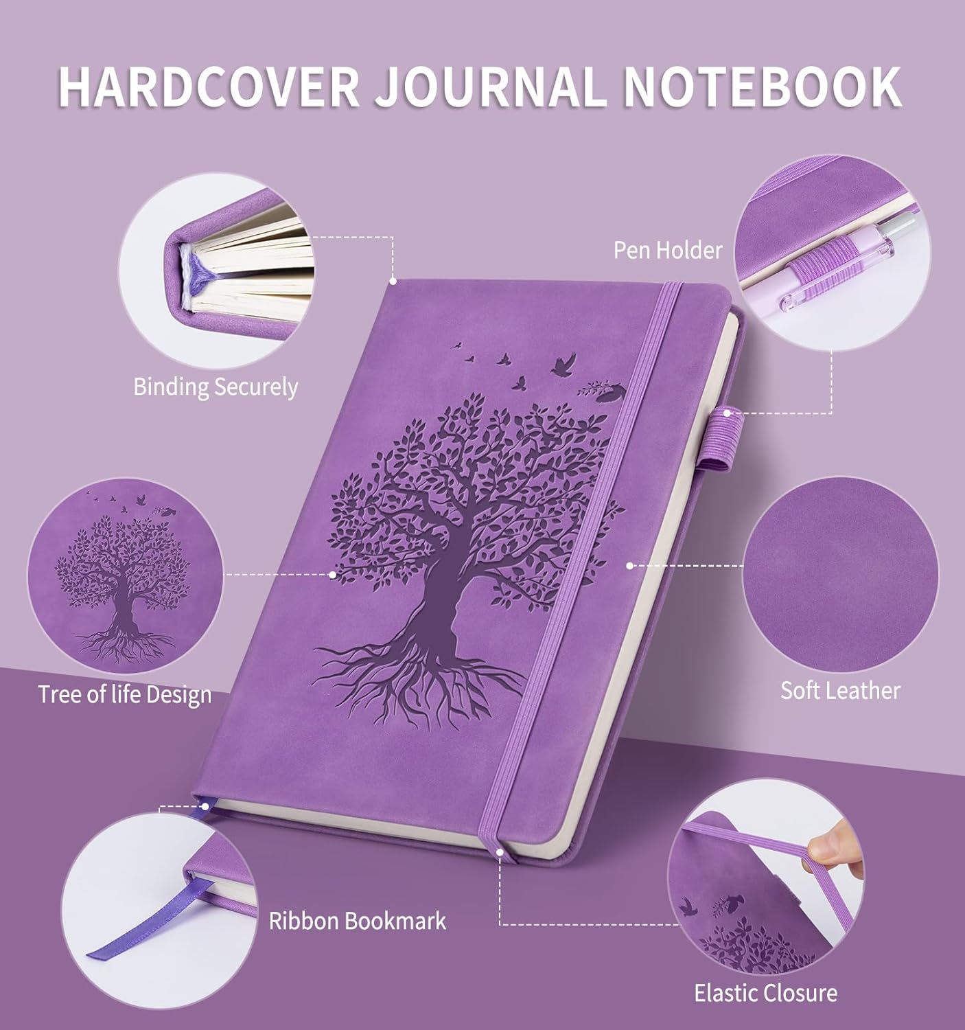 Lined Journal Notebook for Women Men, A5 Hardcover Leather Journals for Writing, 200 Pages Thick Paper, Daily Journal Notebook for Work, School, Note Taking, Business, Travel, College Ruled