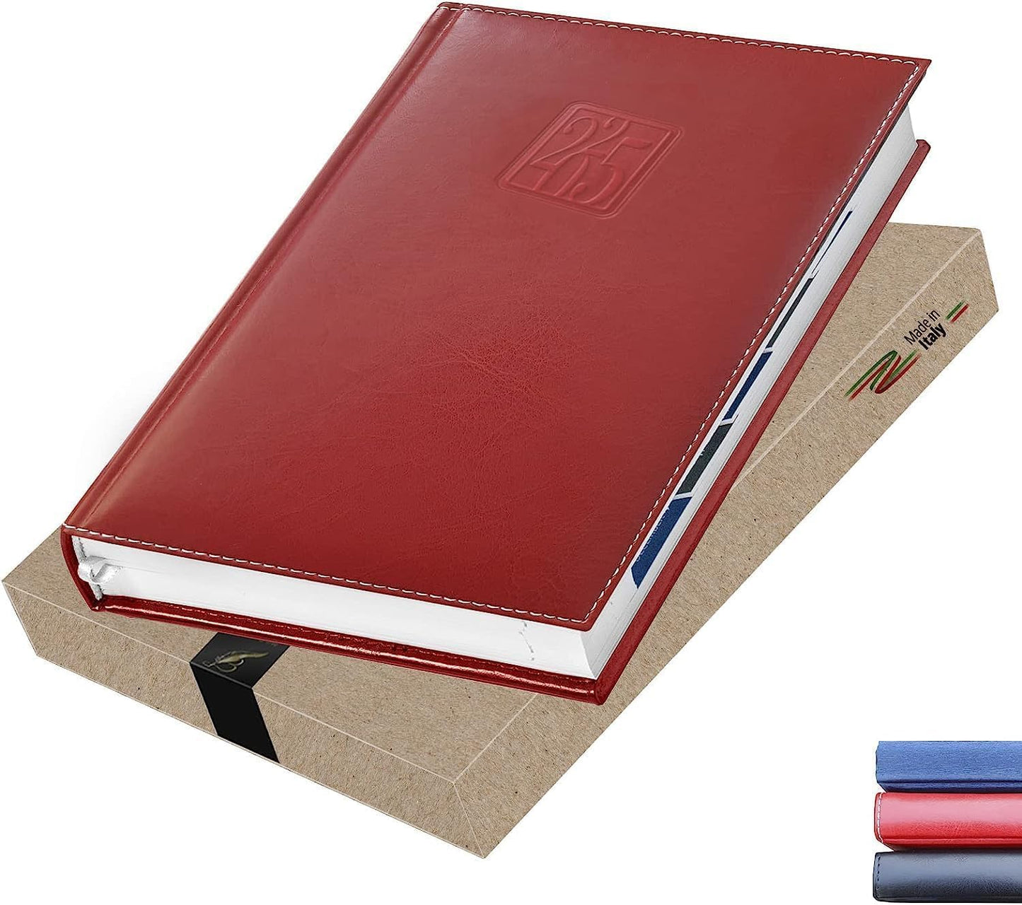 Daily Planner 2025 Page a Day – A5 Business Agenda 2025, Hourly Daily Planner 5x7, 365 Page Organizer with Monthly Tabs & Calendar, 2025 Diary for Men and Women (RED 2025)