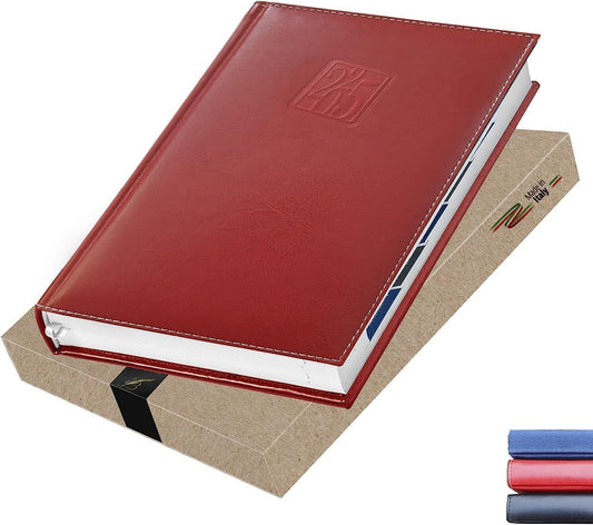 Daily Planner 2025 Page a Day – A5 Business Agenda 2025, Hourly Daily Planner 5x7, 365 Page Organizer with Monthly Tabs & Calendar, 2025 Diary for Men and Women (RED 2025)