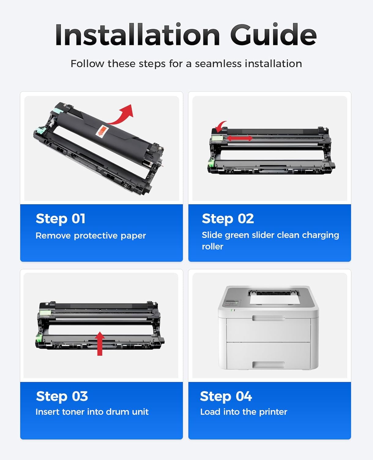DR223CL DR-223CL High Yield Drum Unit Set 4-Pack Replacement Compatible for Brother DR-223CL Imaging Drum HL-L3270CDW HL-L3210CW MFC-L3770CDW HL-L3290CDW MFC-L3750CDW L3710CW L3230CDW L3230CDN Printer
