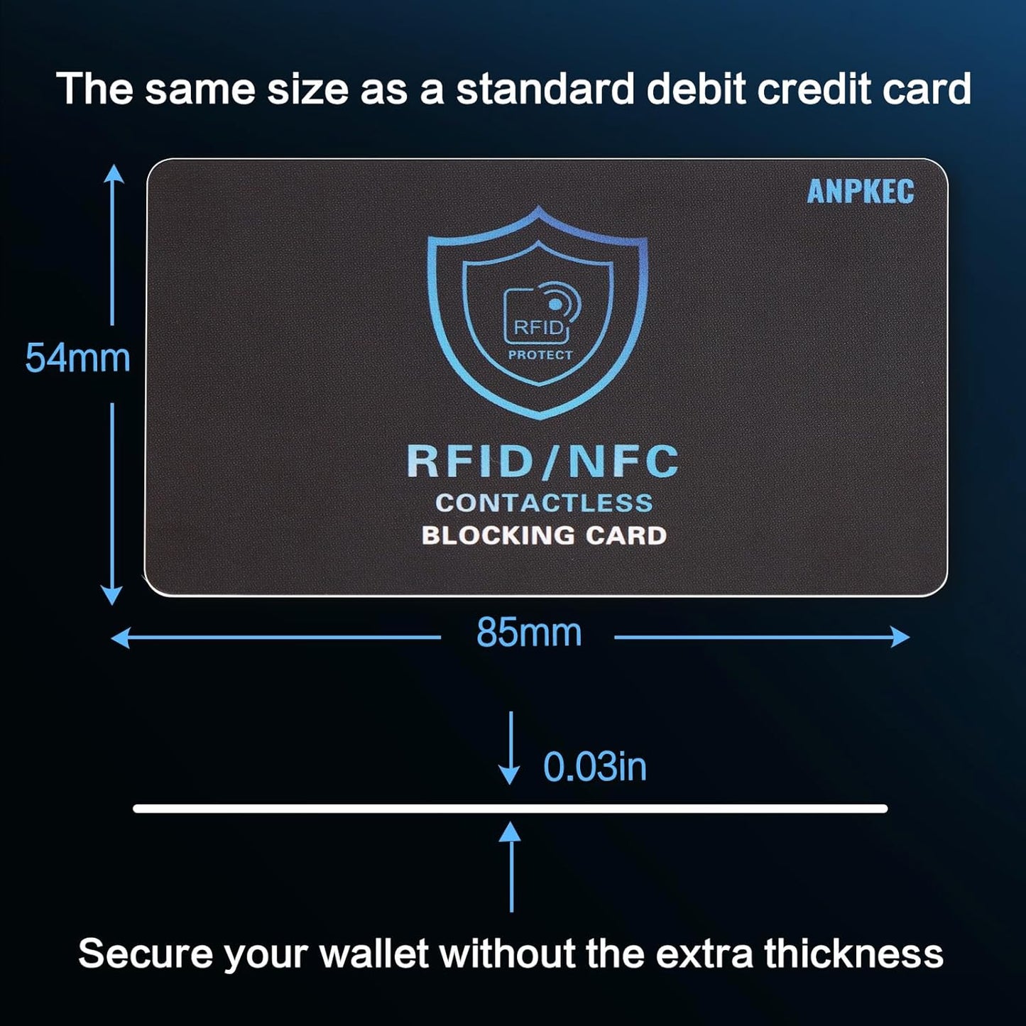 RFID Blocking Card (5 Pack), Slim RFID & NFC Blocker for Men & Women - 1 Card Protects Entire Wallet/Purse, Contactless Debit/Credit Card & Passport Protector