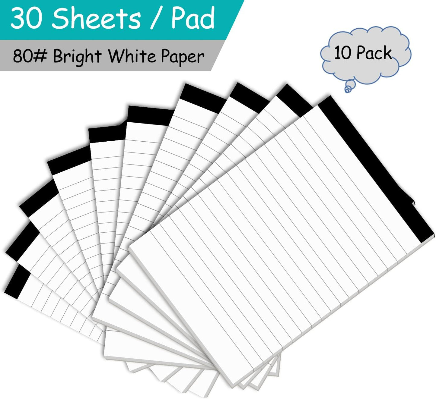 Notepad for Daily Planning and Organization of Work – 4 x 6-inches Lined Paper – Thick Bright White Paper – 30 Pages – Note Pads Ruled Pages – Pack of 10