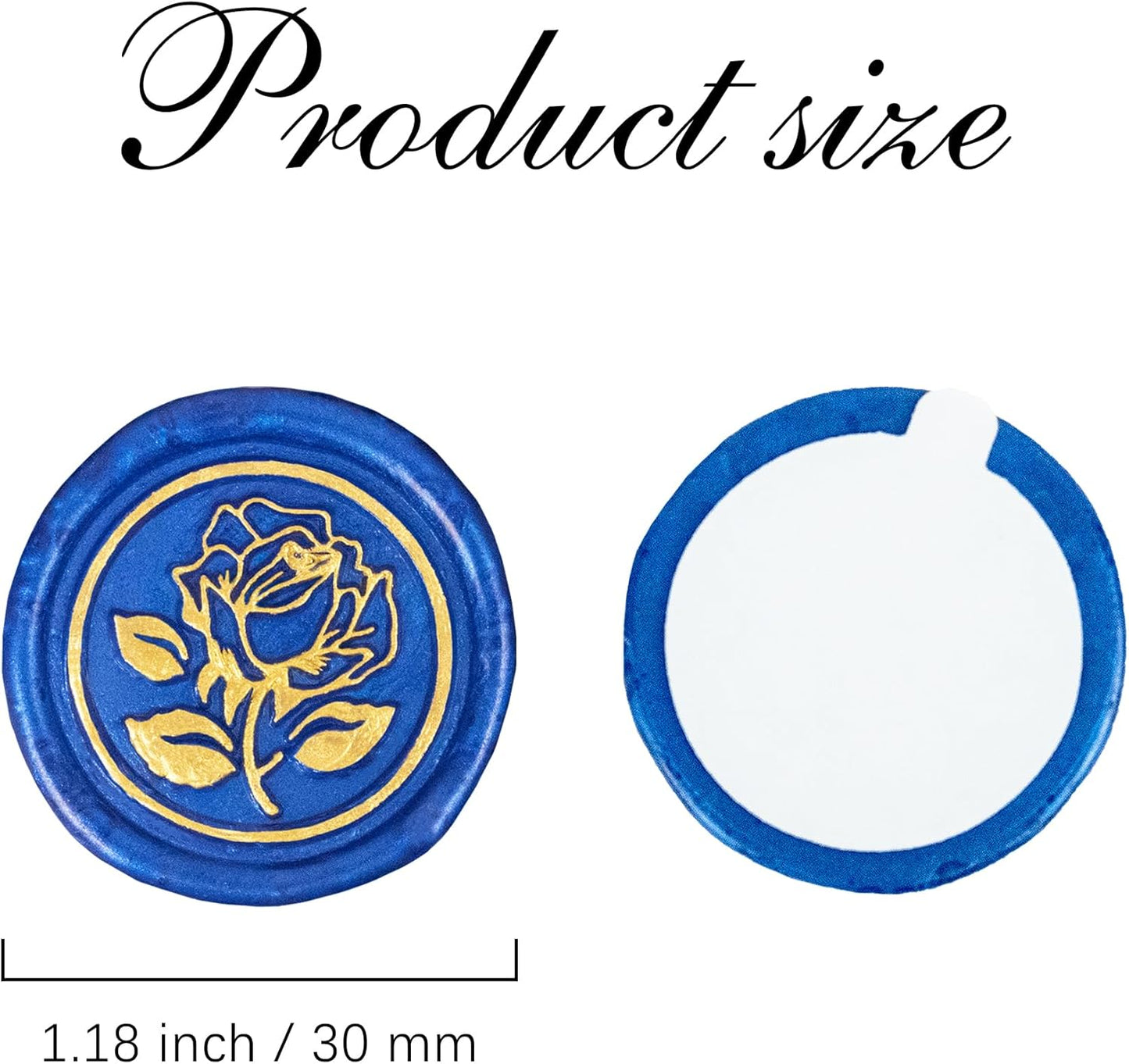 25pcs Gold & Blue Handmade Envelope Seals Self-Adhesive Wax Stickers for Wedding Party Invitations, Envelope, Gift Wrap, Christmas (Gold Rose Style, Blue)