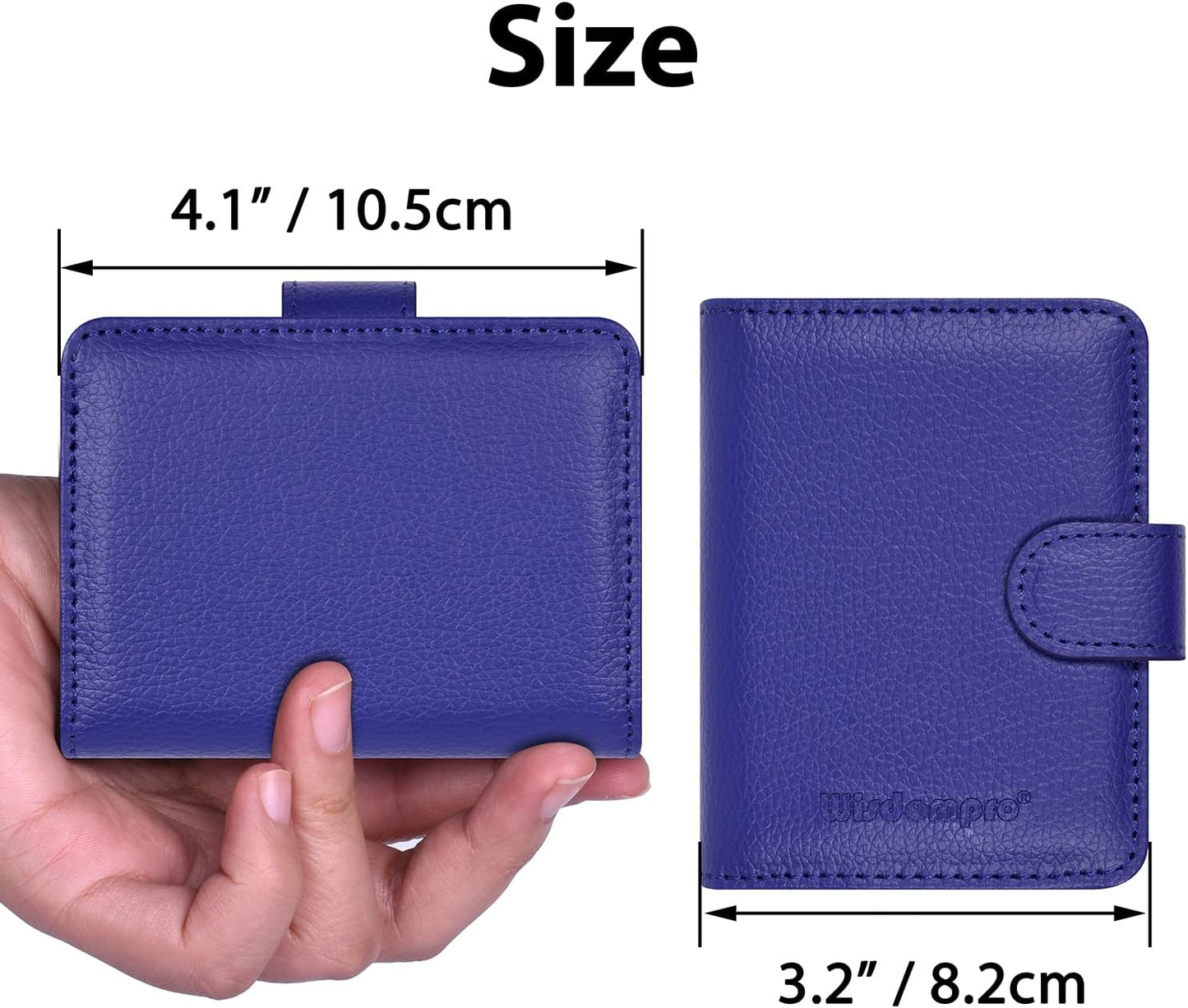 Wisdompro Credit Card Holder, PU Leather Slim RFID Blocking Debit Card Protector Wallet Organizer Case with Magnetic Shut (Build in 20 Card Slot & 7 Small Cells for Memory Cards)-Vertical Blue