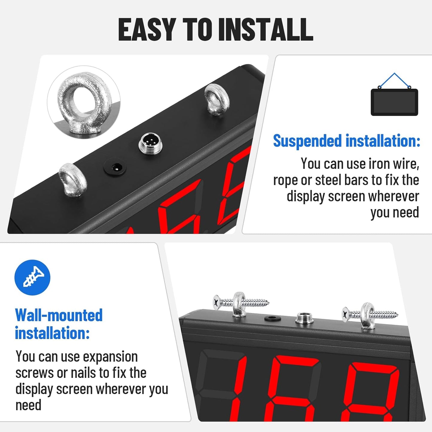 JIAWANSHUN Digital Lap Counter 3.5 inch,Electronic Counter with High-Contrast LED Display, Up/Down Counting & Custom Initial Value, Durable Aluminum Frame for Sports&Golf&Kart Racing