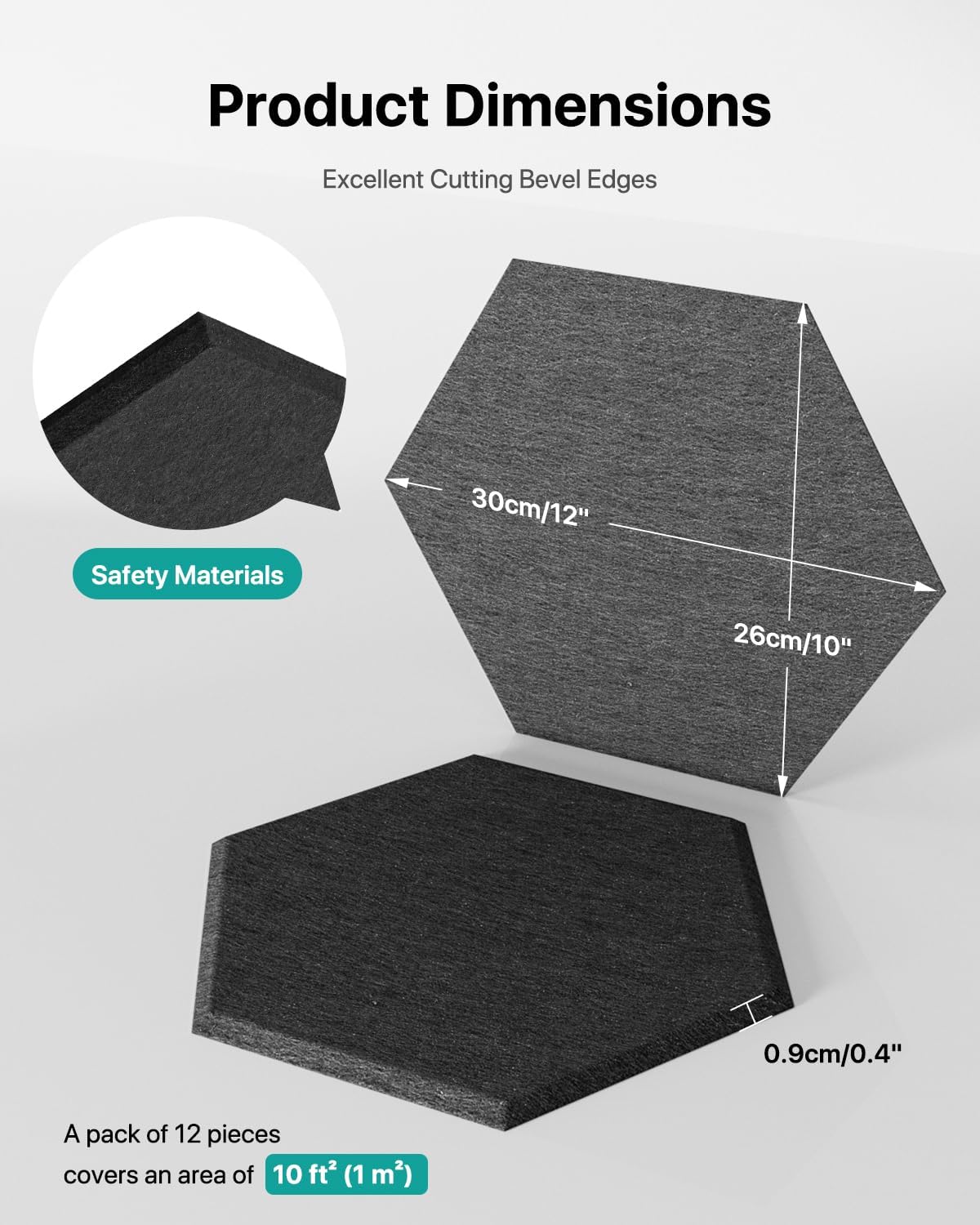 18 Pack Hexagon Acoustic Panels, Self-Adhesive Soundproof Wall Panels, High Density Acoustic Wall Panels, Sound Proofing Panels for Walls, Office, Reccording Studio, Ceiling 12" X 10" X 0.4" Black