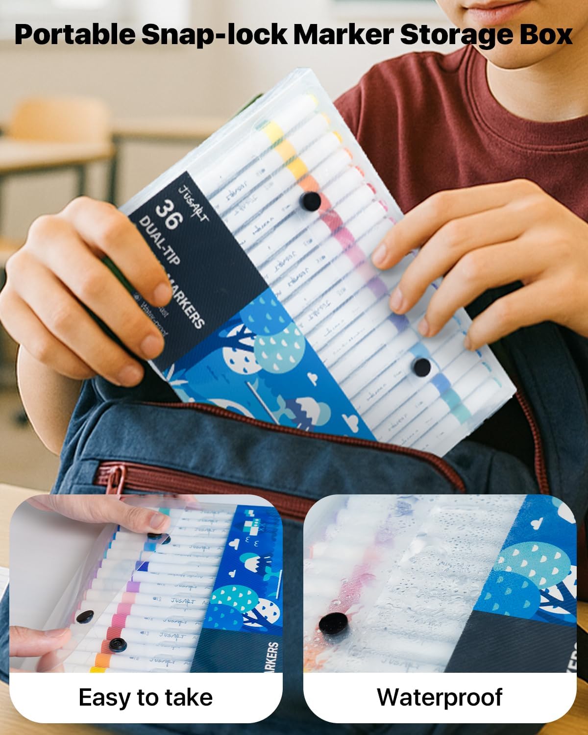 JusArt 24 Colors Dual Tip Acrylic Paint Markers with Dot and Fine Tip, No-Bleed Paint Pens and Waterproof Markers for Rock, Wood, Glass, Ceramic - Vibrant Art Supplies for Kids, Beginners & Artists