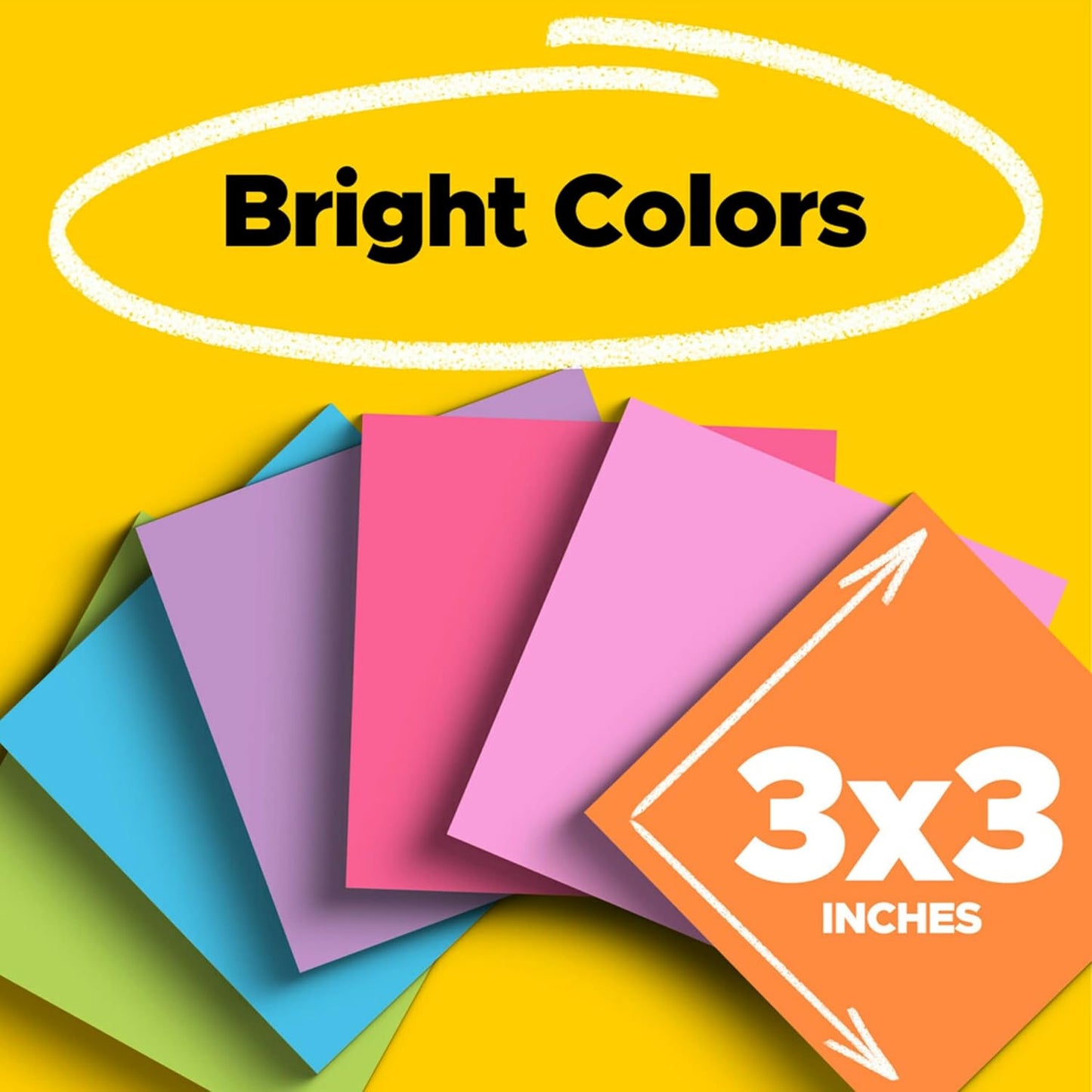 Post-it Super Sticky Notes, Assorted Bright Colors, 3x3 in, 15 Pads/Pack, 45 Sheets/Pad, 2X The Sticking Power, Recyclable, Multi-Color (Pack of 6)