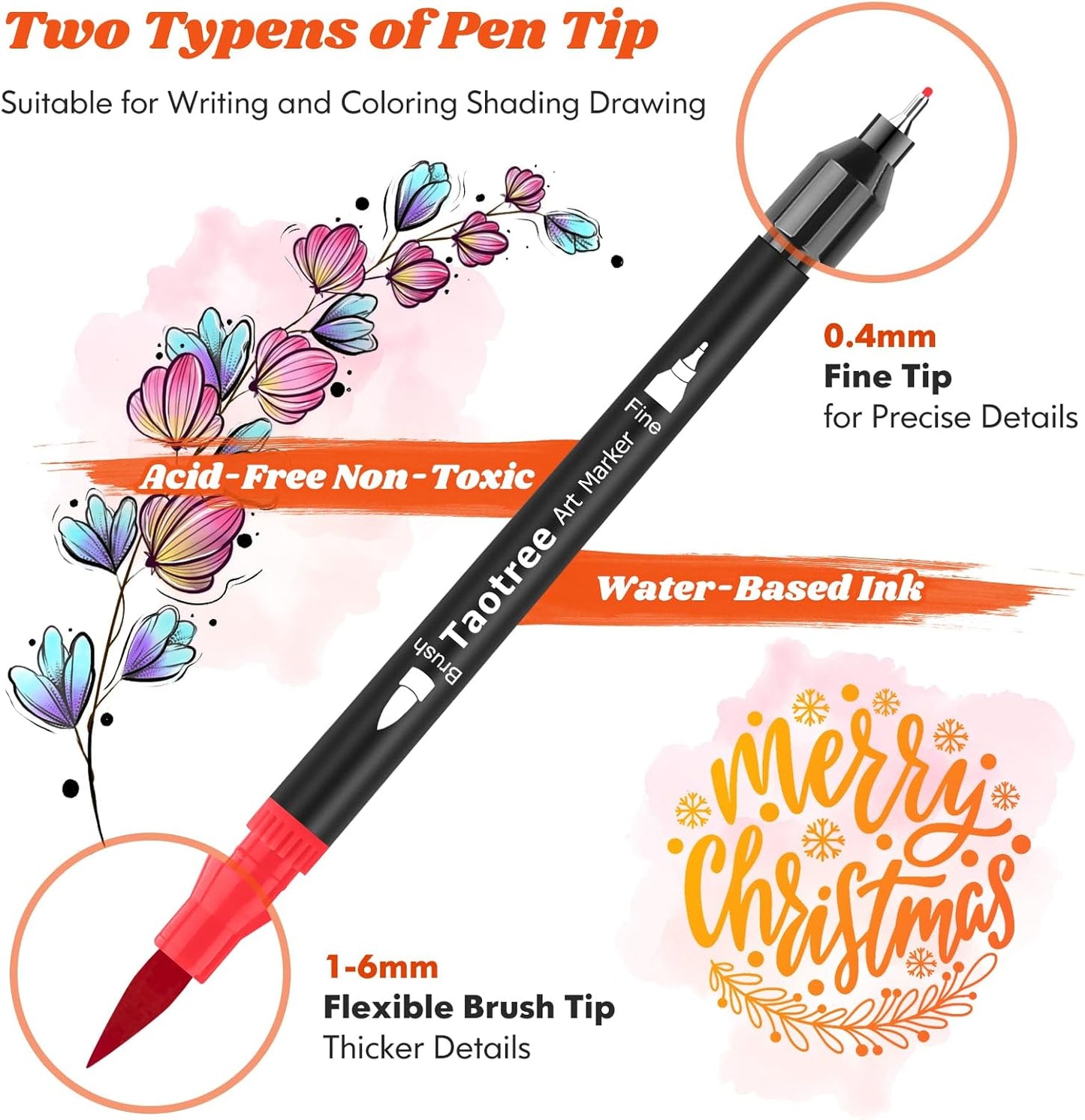 Taotree 36 Colors Dual Tip Art Markers Pens for Adult Coloring Books, Artist Fine & Brush Tip Coloring Marker Drawing Pens for Journaling Note Taking Lettering Calligraphy Craft Art Supplies Set