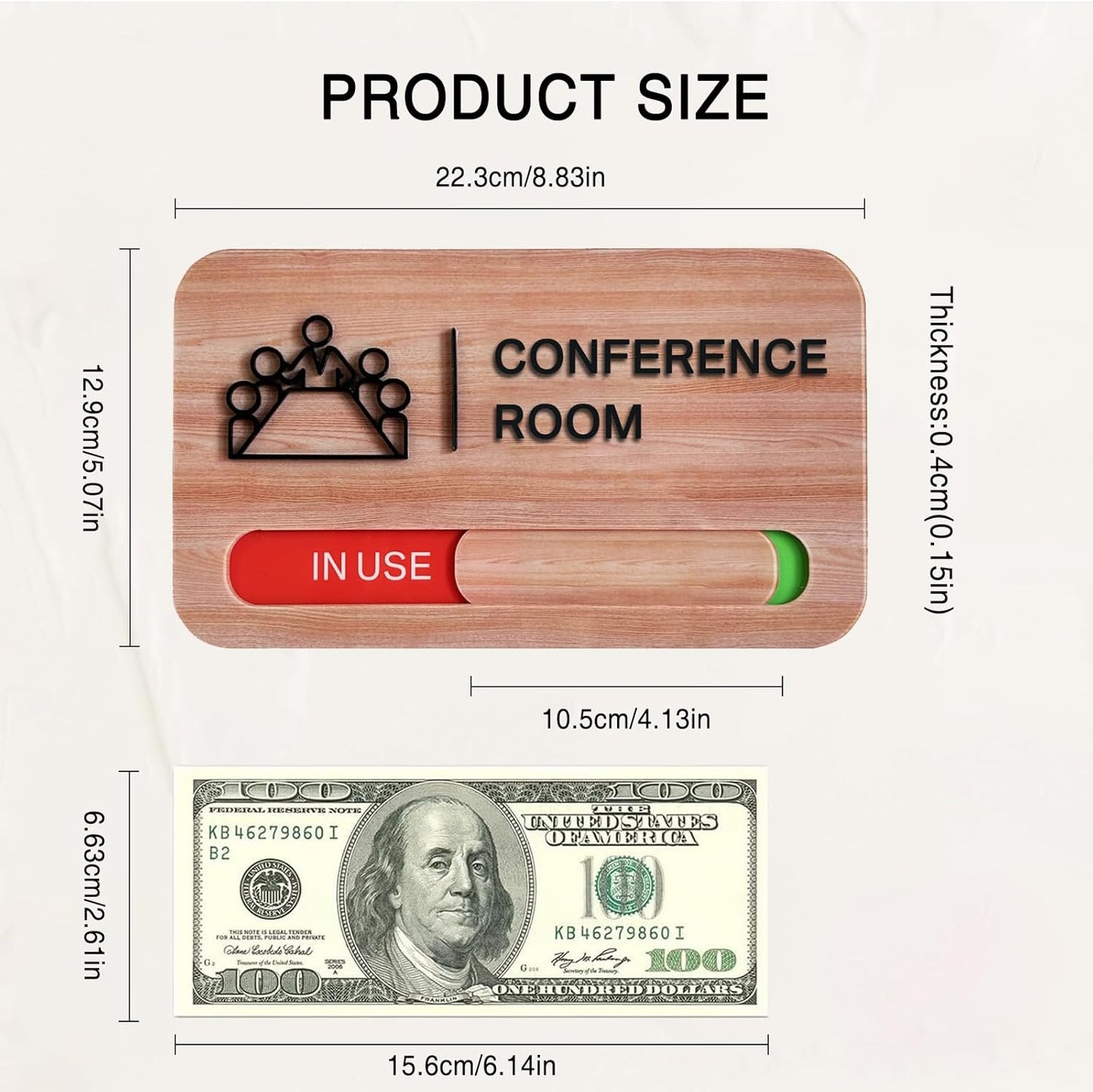 Conference Room Door Signs,Meeting In Progress Sign,Sturdy Acrylic,8.8 * 5.1 inch,Signs for Office, In use/Available Office Door Sign