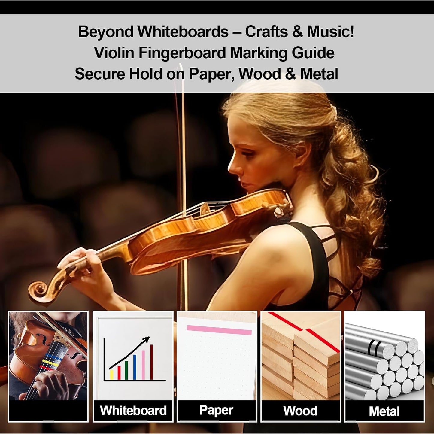 Whiteboard Tape 1/8 Inch x 217ft 10 Rolls Dry Erase Board Assorted Colors Tape for Whiteboards, Crafts, Grids, Marking, Calendars, Violin Fingerboards