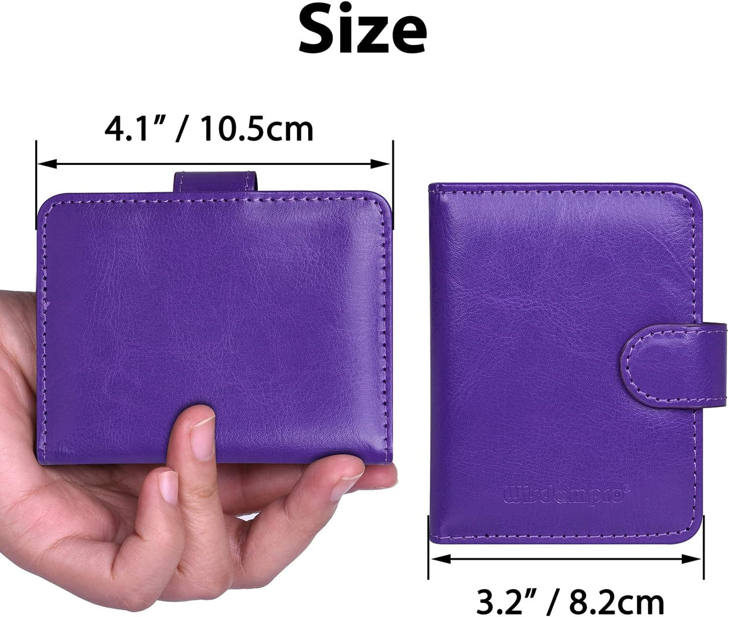 Wisdompro Credit Card Holder, PU Leather Slim RFID Blocking Debit Card Protector Wallet Organizer Case with Magnetic Shut (Build in 20 Card Slot & 7 Small Cells for Memory Cards)-Vertical Purple