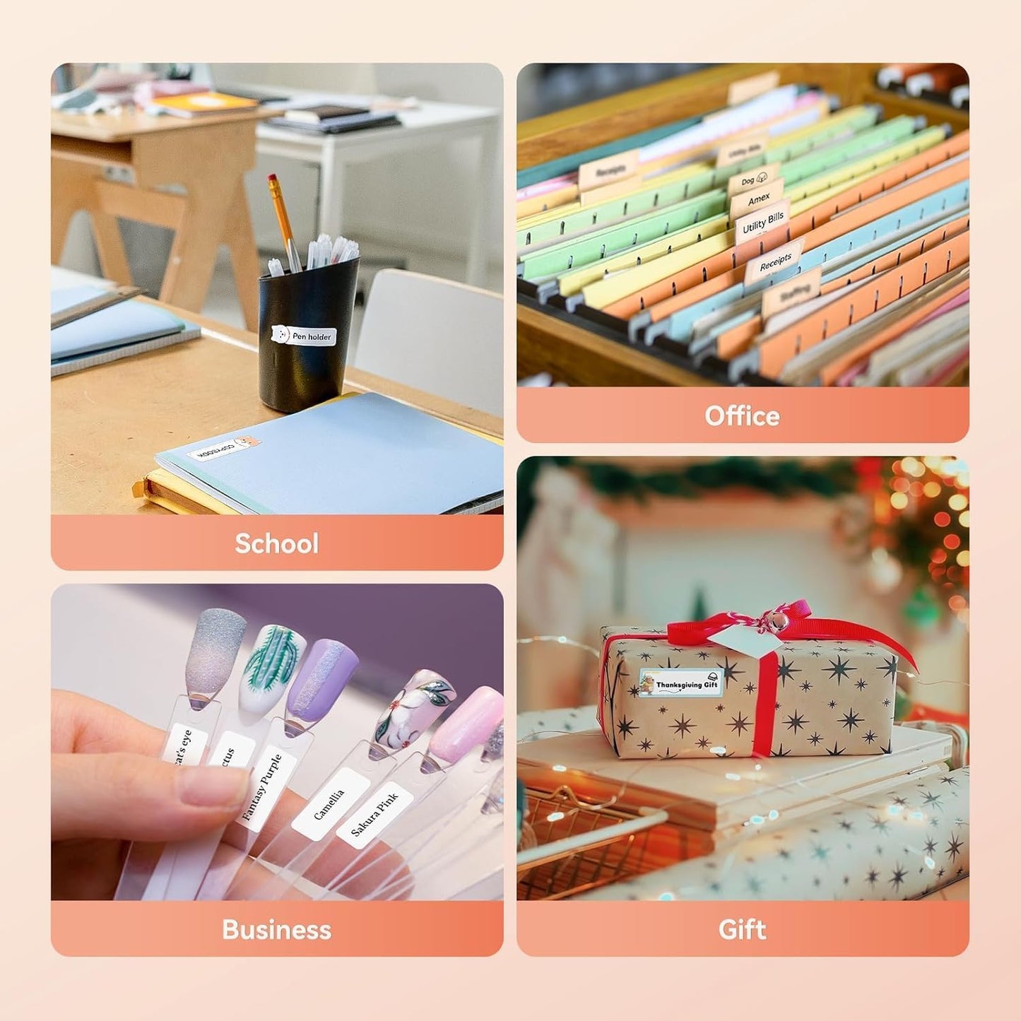 DEEPIN Label Maker Machine Portable Bluetooth Label Maker with Tape, Thermal Label Printer Multiple Templates for Phone, Mini Label Sticker Printer for Business Office Organization Pink