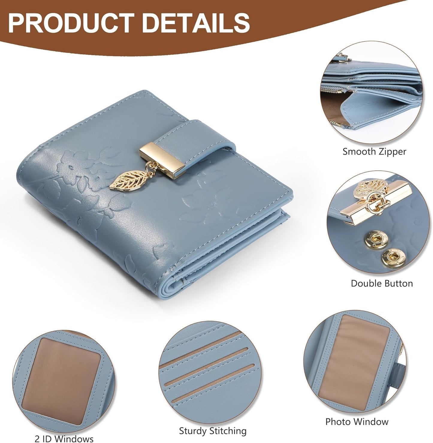 Small Wallet Women RFID Blocking Leather Bifold Wallet Credit Card Holder for Women Ladies Compact Wallet Mini Purse With Zipper Pocket