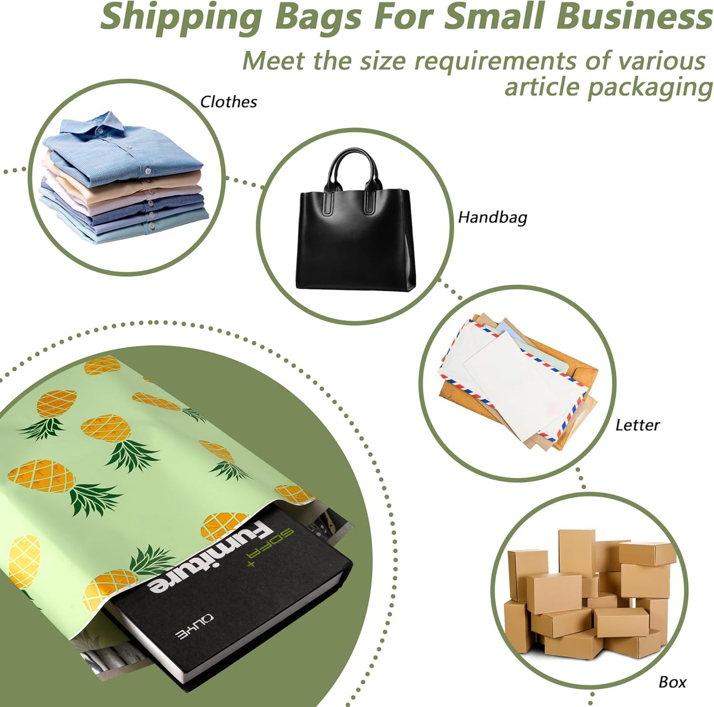 Poly Mailers 10x13 Inch 25 Pcs - Pineapple printed Shipping Bags, 2.4mil Thickness, Waterproof and Tear Resistant Mailing Envelopes, Self-Sealing Packaging Bags for Small Business