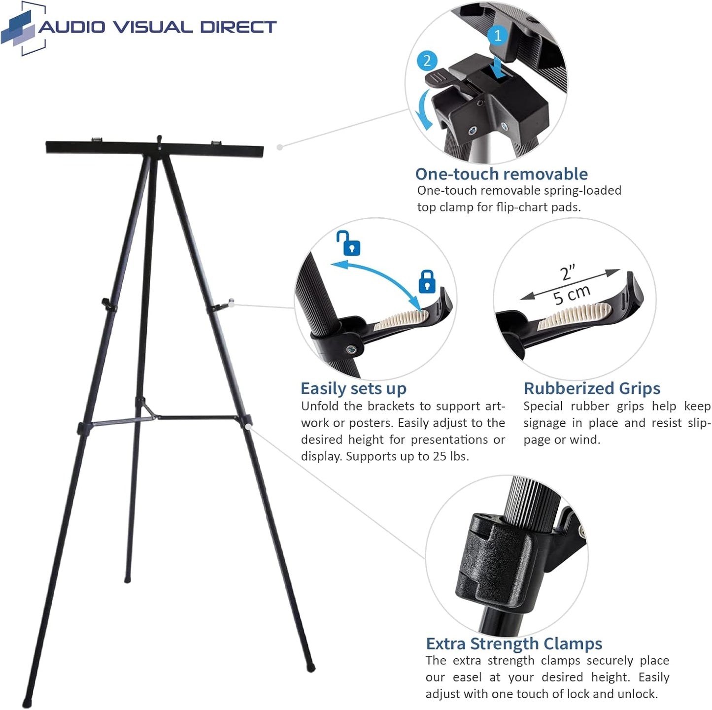 Lightweight Aluminum Flip-Chart Presentation Easel, 70 Inches, Black