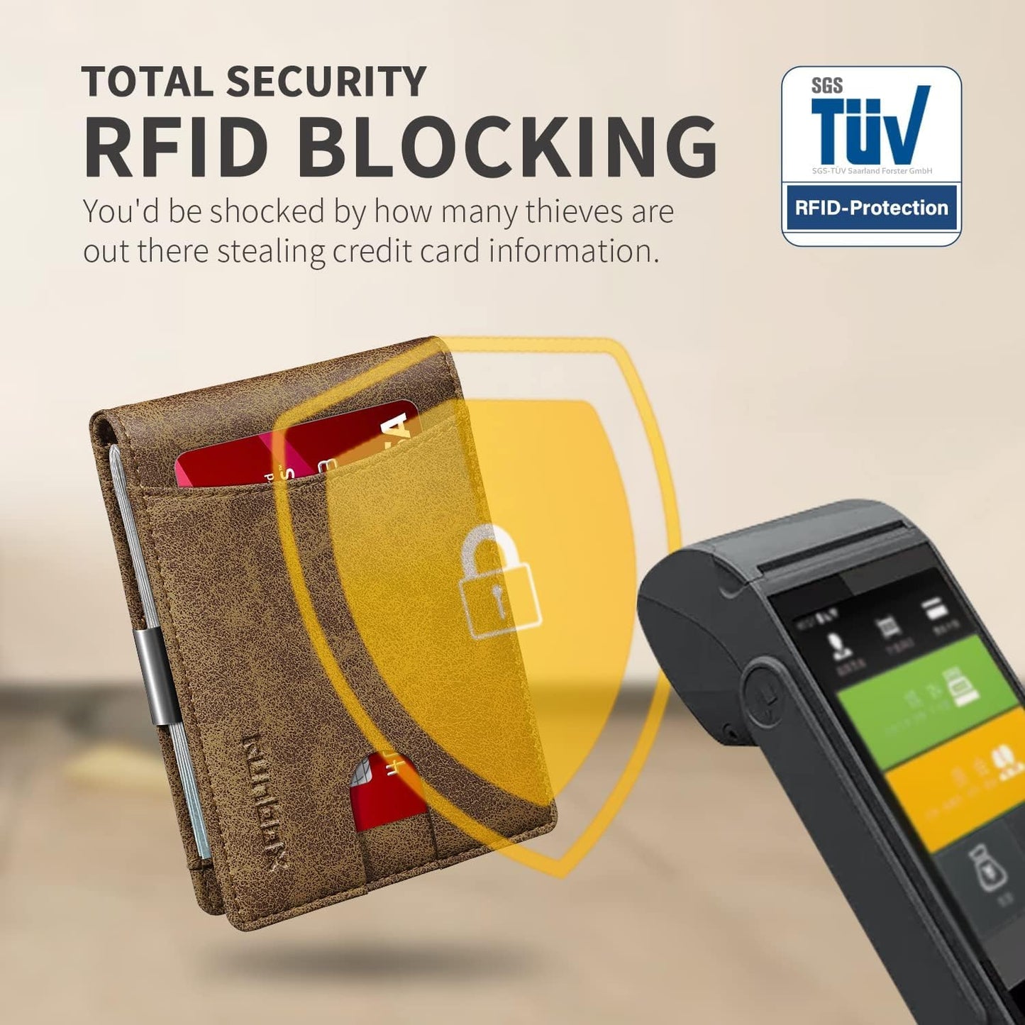 RUNBOX Money Clip Slim Wallets for Men RFID Blocking 11 Card Holder Minimalist Small Leather Bifold Men's Front Pocket Wallet Gift Box